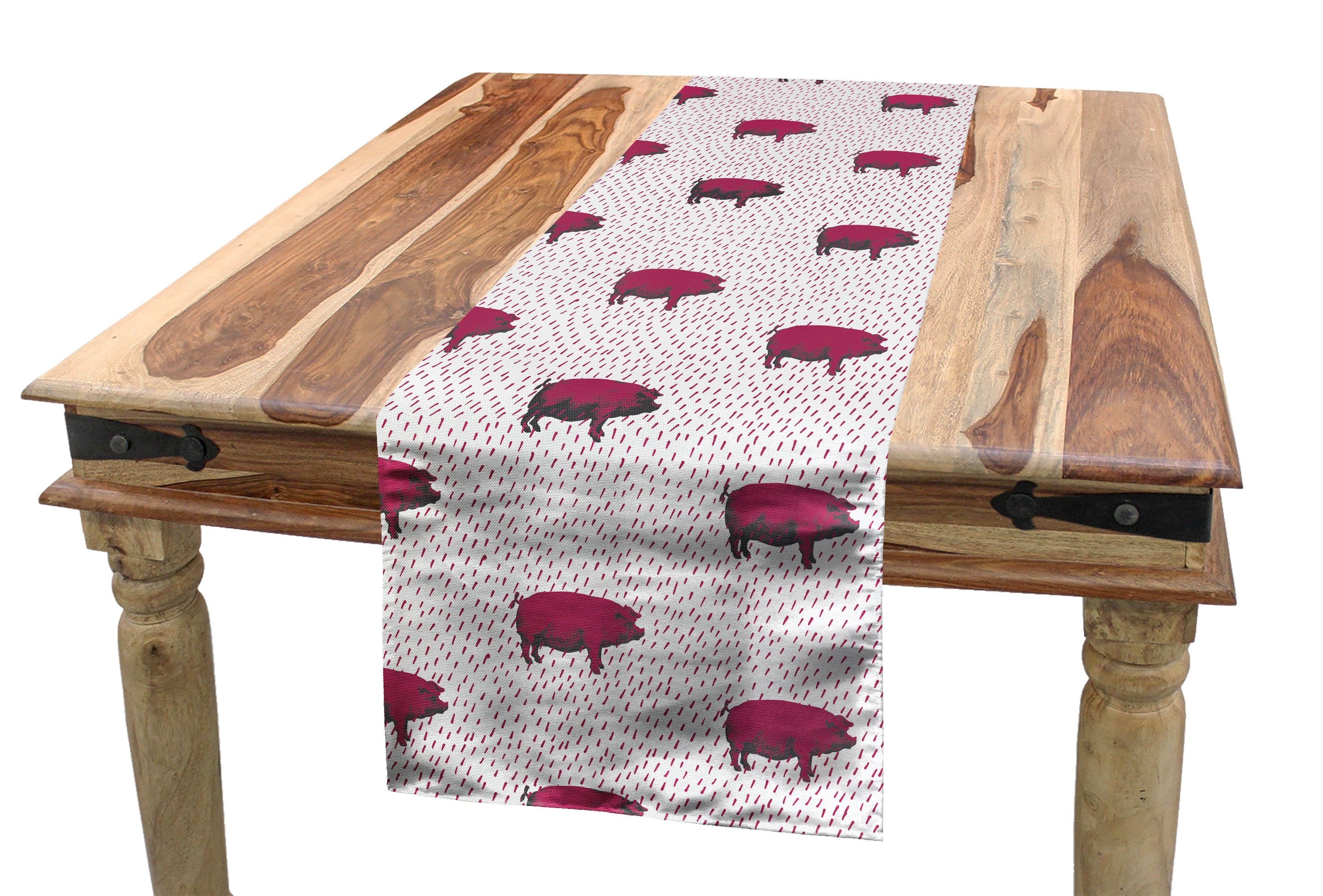 Abakuhaus Tischläufer Esszimmer Küche Rechteckiger Dekorativer Tischläufer, Tier Hausschweine Schwein Skizze