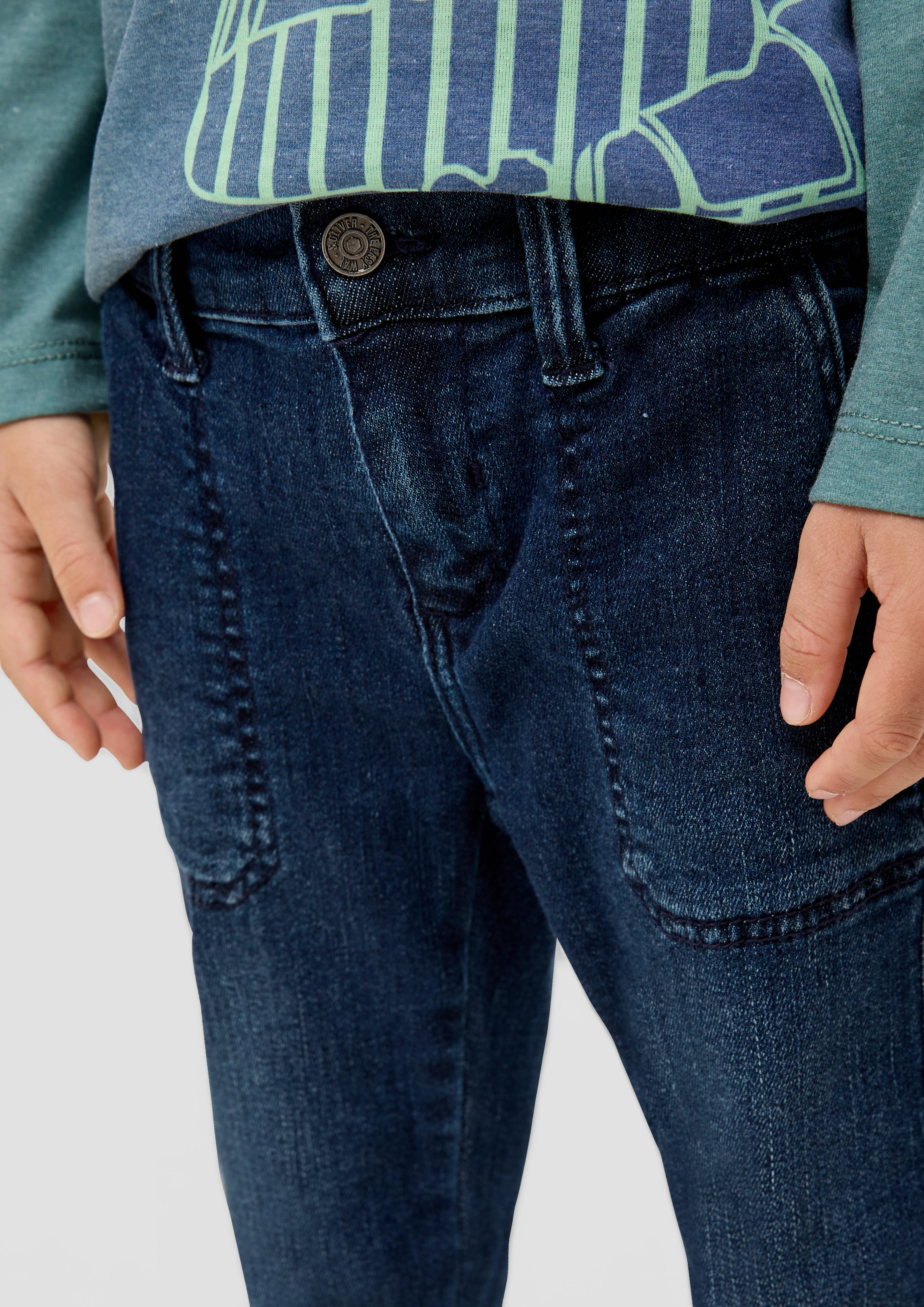 Bund s.Oliver 5-Pocket-Jeans mit Jeans Waschung Pelle: verstellbarem
