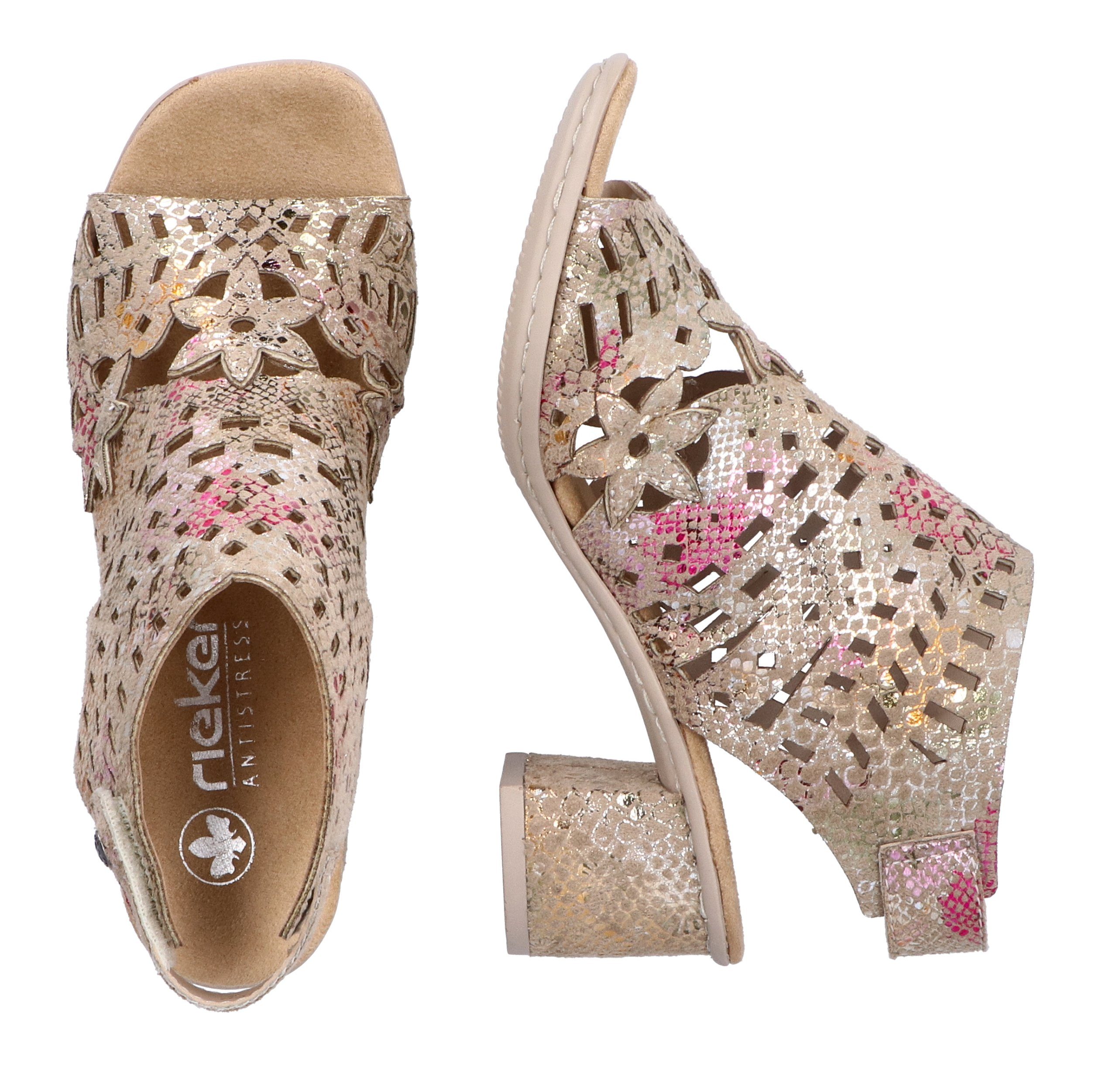 Rieker Sandalette Sommerschuh, Sandale, Blockabsatz, mit modischer Schaftgestaltung