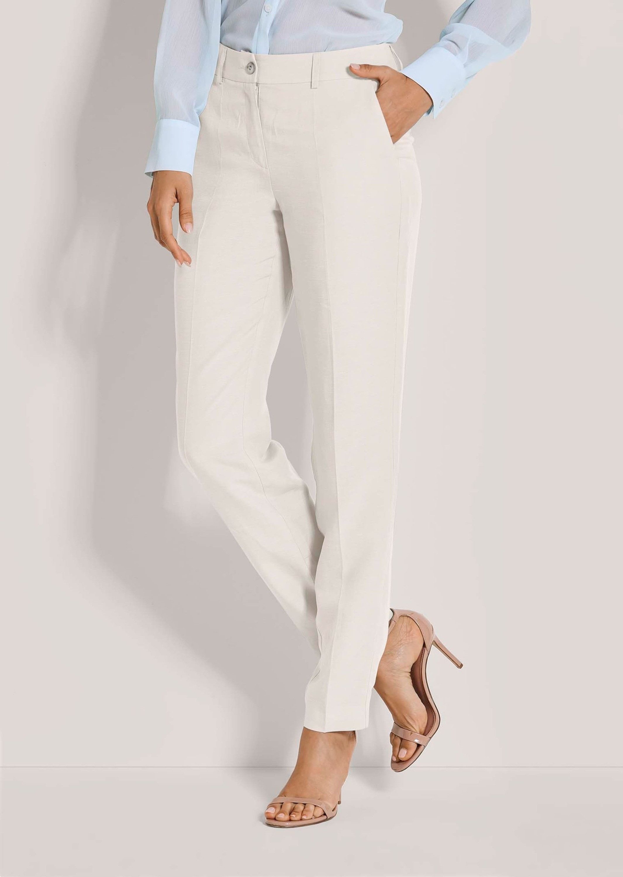 MADELEINE Bügelfaltenhose Kurzgröße: Elegante Bügelfaltenhose mit Formbund Uni-Design, Verschluss mit Formbund und Gürtelschlaufen
