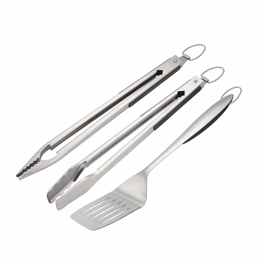 PROREGAL® & Edelstahl Wender, Grillbesteck-Set Premium Grillpinzette Grillbesteck, Grillzange,