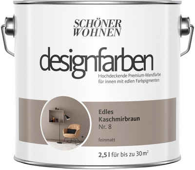 SCHÖNER WOHNEN-Kollektion Wand- und Deckenfarbe Designfarben, 2,5 Liter, Edles Kaschmirbraun Nr. 8, hochdeckende Premium-Wandfarbe
