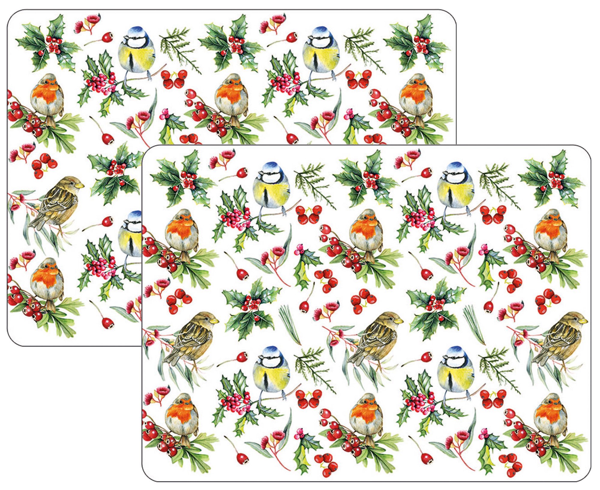 Ambiente® Platzset Birds in winter, (2-St., 2-teilig), Tischsets Platzsets (2 Stück) ca.40x30x0,25cm PVC dünner Schaumrücken