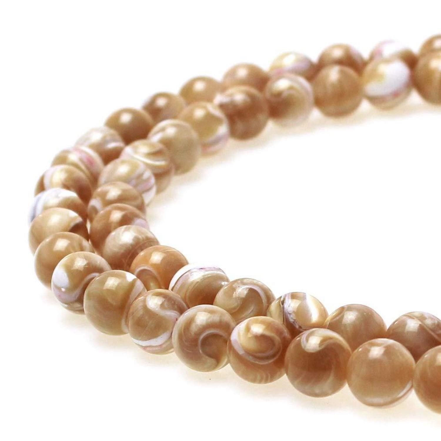 LuxusKollektion Bastelperlen Armband Muschel Graue 8mm 43stk, (45-tlg)