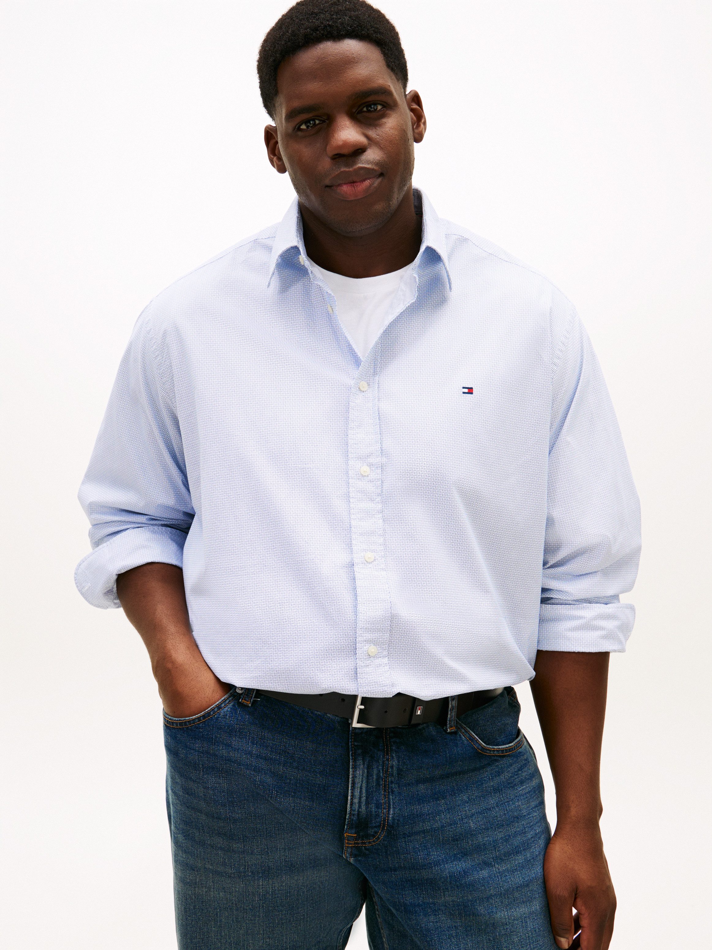 Tommy Hilfiger Big & Tall Langarmhemd BT - FLEX POP FAKESOLID regular fit, günstig online kaufen