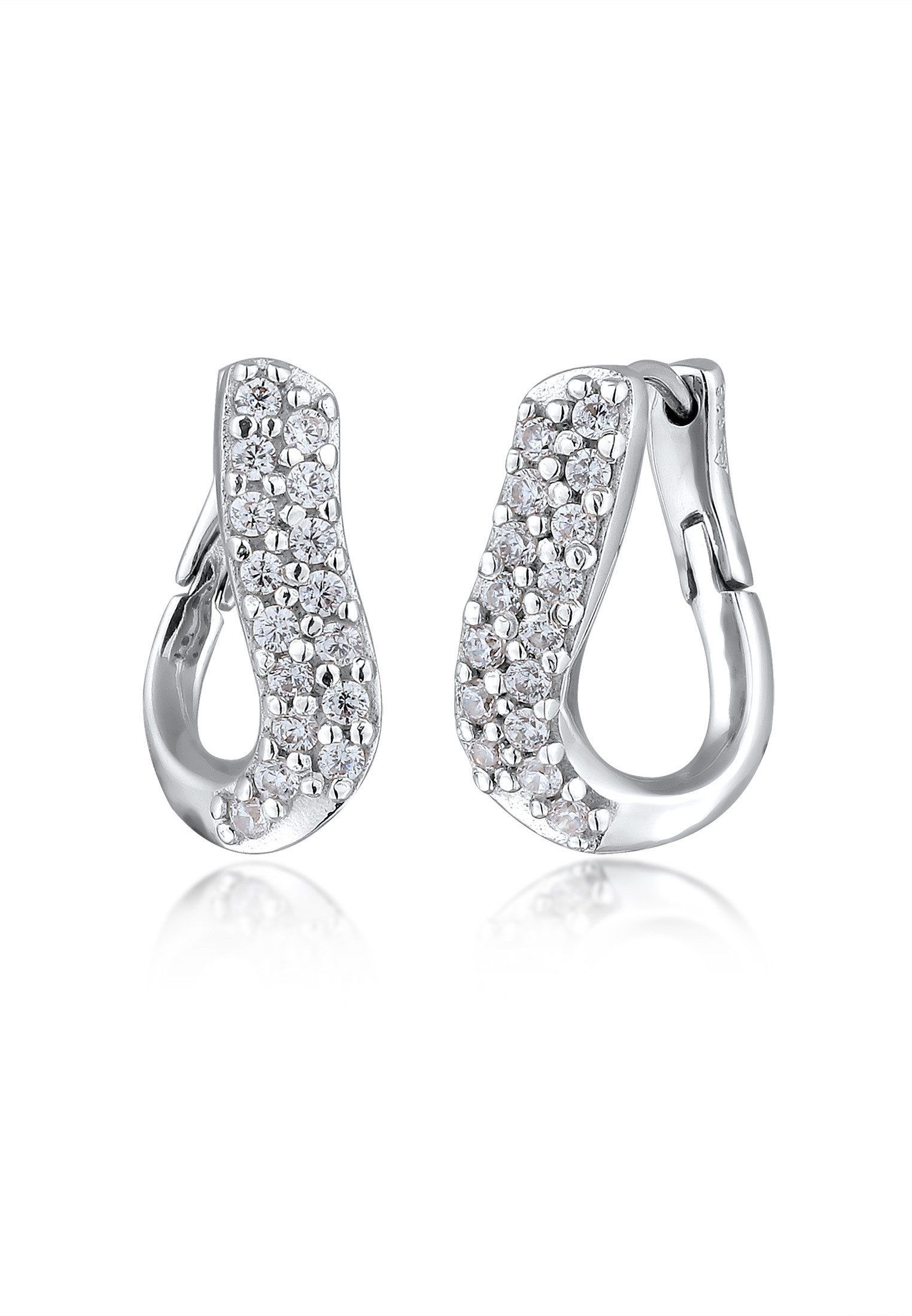 Paar Creolen Creolen Zirkonia Weiß 925 Sterling Silber