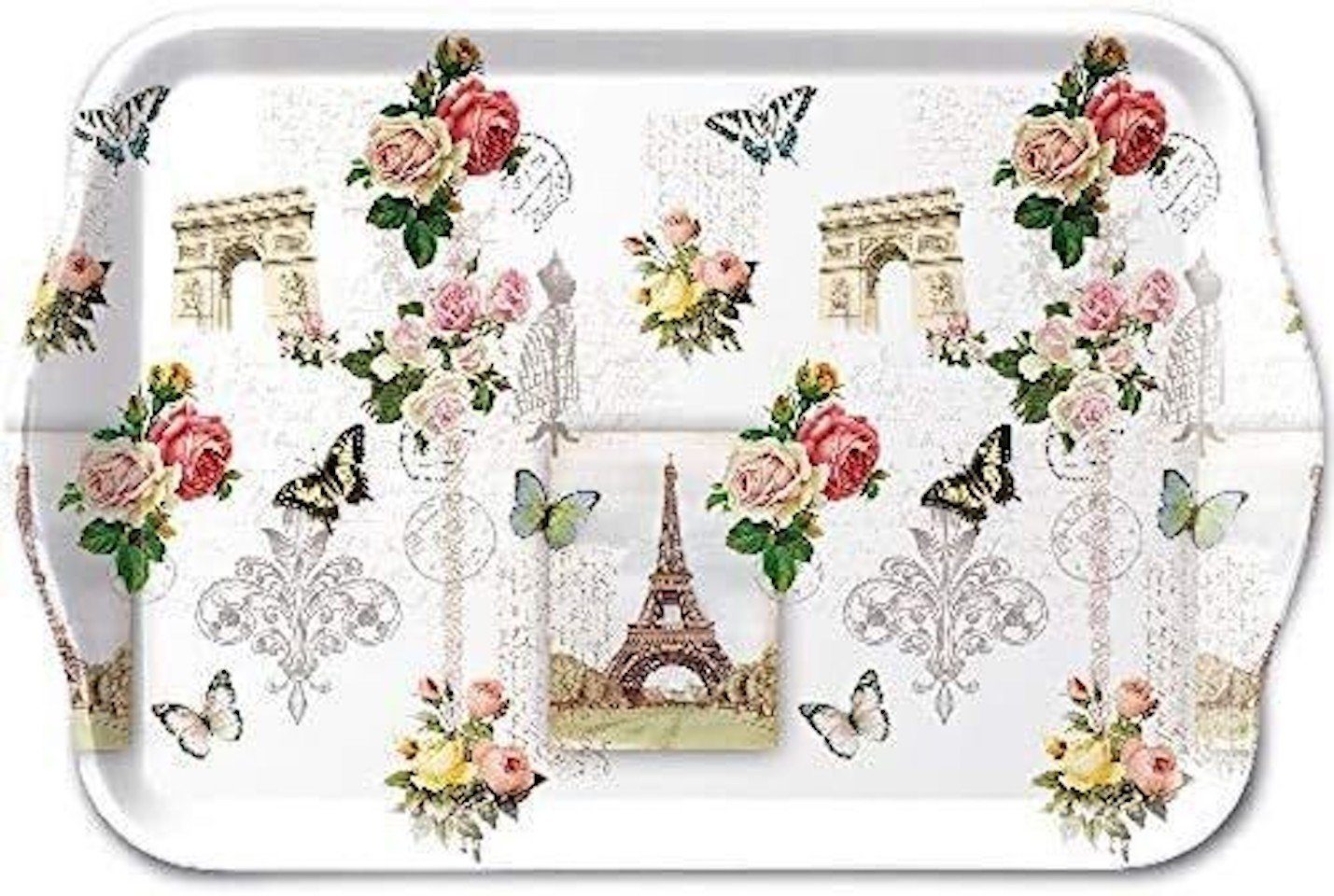 Ambiente Luxury Paper Products Servierplatte Tablett "Paris", Serviertablett, Schmetterlinge, romantisch