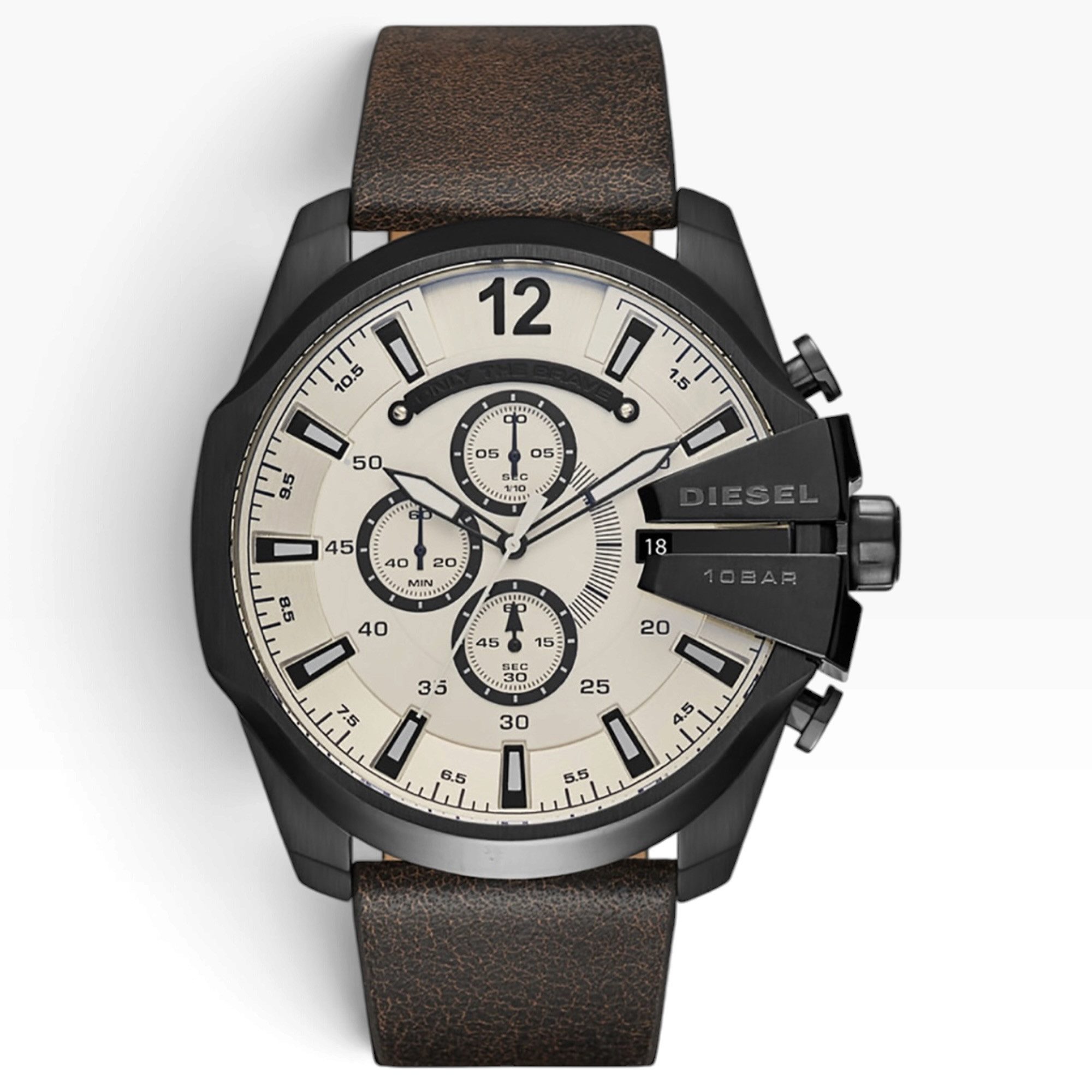Diesel Chronograph Diesel Chronograph Mega Chief DZ4422 Leder Grau/Braun DZ4422