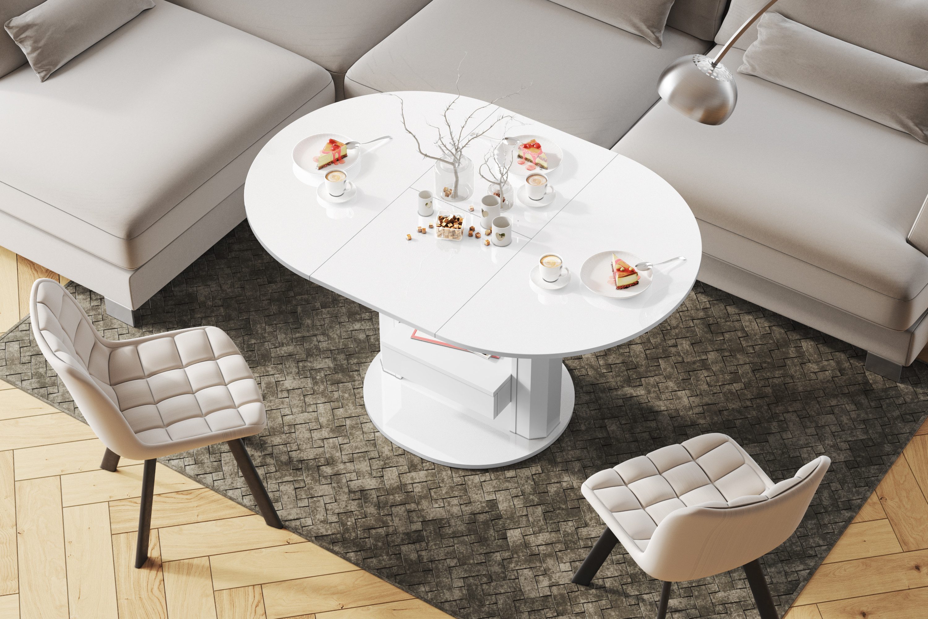 designimpex Couchtisch Design HPM-111 Hochglanz ausziehbar günstig online kaufen