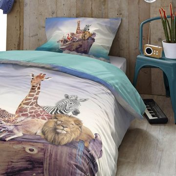 Kinderbettwäsche Arche Noah Trendy Bedding, ESPiCO, Renforcé, 2 teilig, Löwe, Tiger, Giraffe, Pferd, Vögel