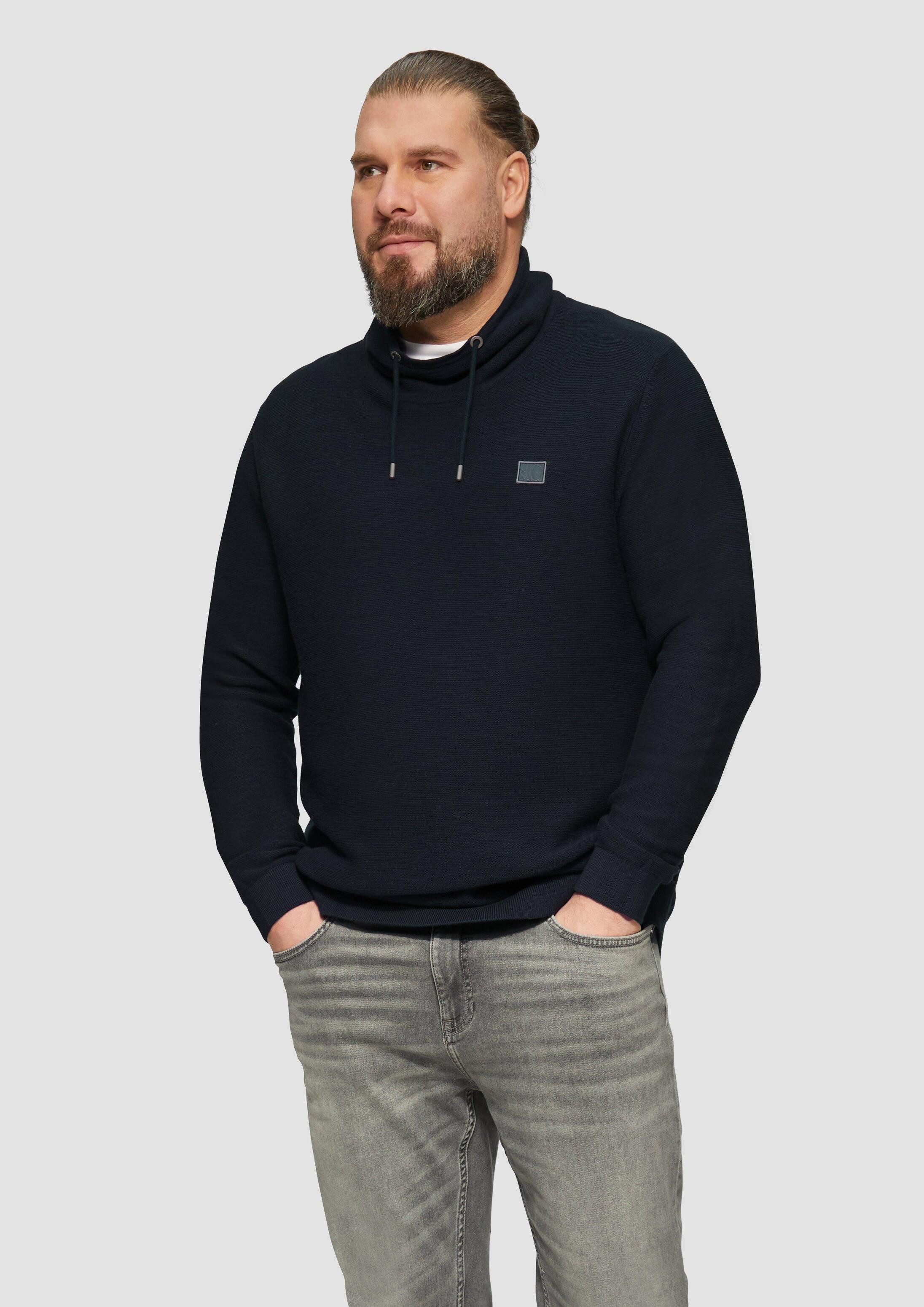s.Oliver Longpullover Strickpullover Strickpullover mit Schalkragen