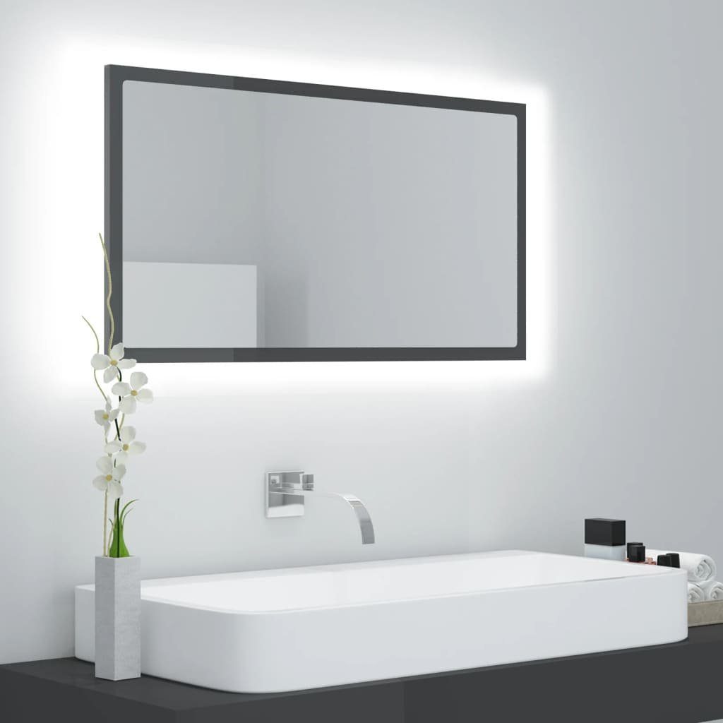 vidaXL Badezimmerspiegelschrank LED-Badspiegel Hochglanz-Grau 80x8,5x37 cm Acryl (1-St)