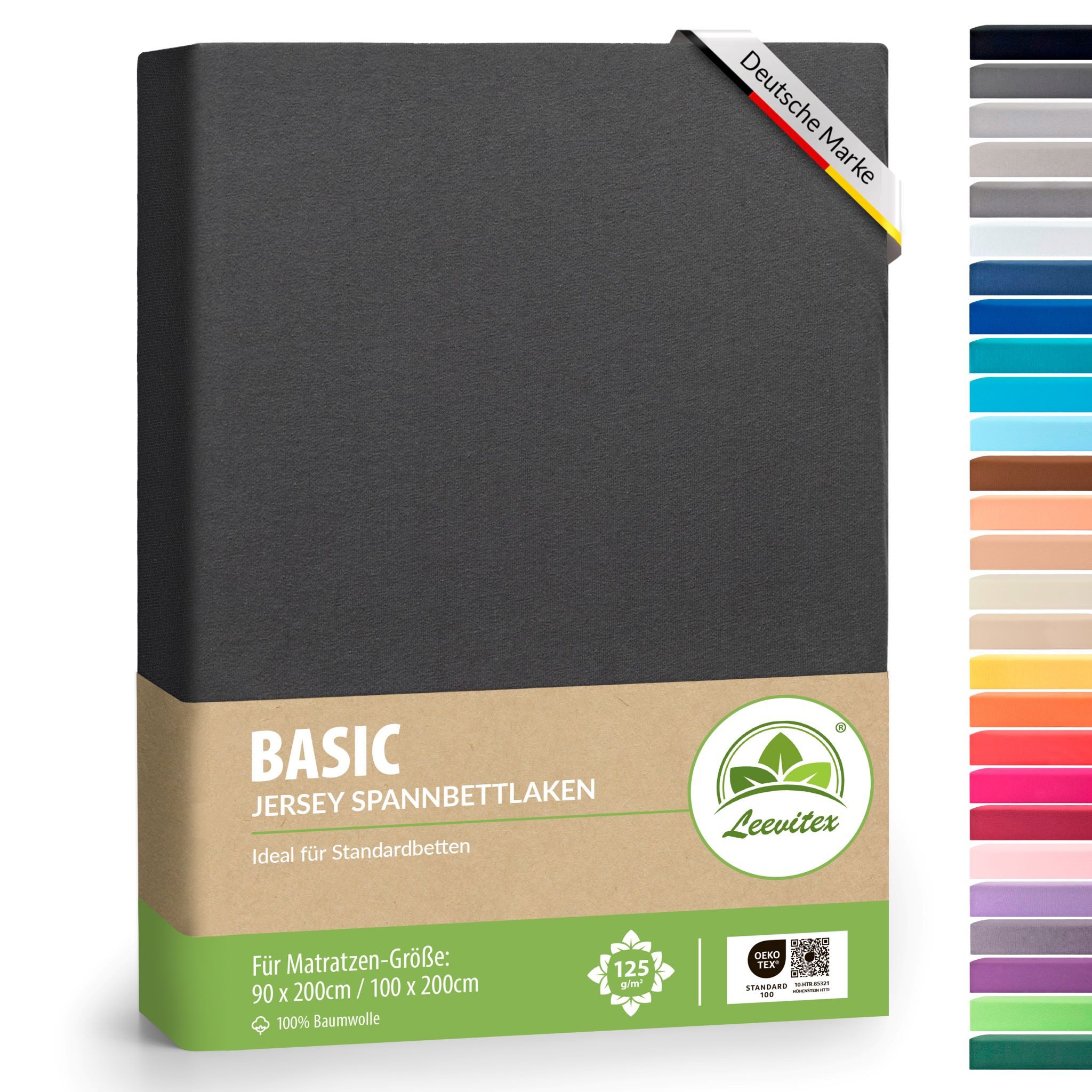 leevitex® Spannbettlaken Jersey aus 100% Baumwolle, für Kinder- & Standardmatratzen, Jersey, Gummizug: rundum, (1 Stück), 100% Baumwolle, anschmiegsam & dehnbar, diverse Größen und Farben