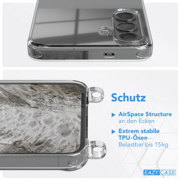 EAZY CASE Handykette Silikon Kette Unifarbe für Samsung Galaxy S24 6,2 Zoll, Schutzhülle zum Umhängen Hülle mit Umhängeband Kettenhülle Grau Taupe