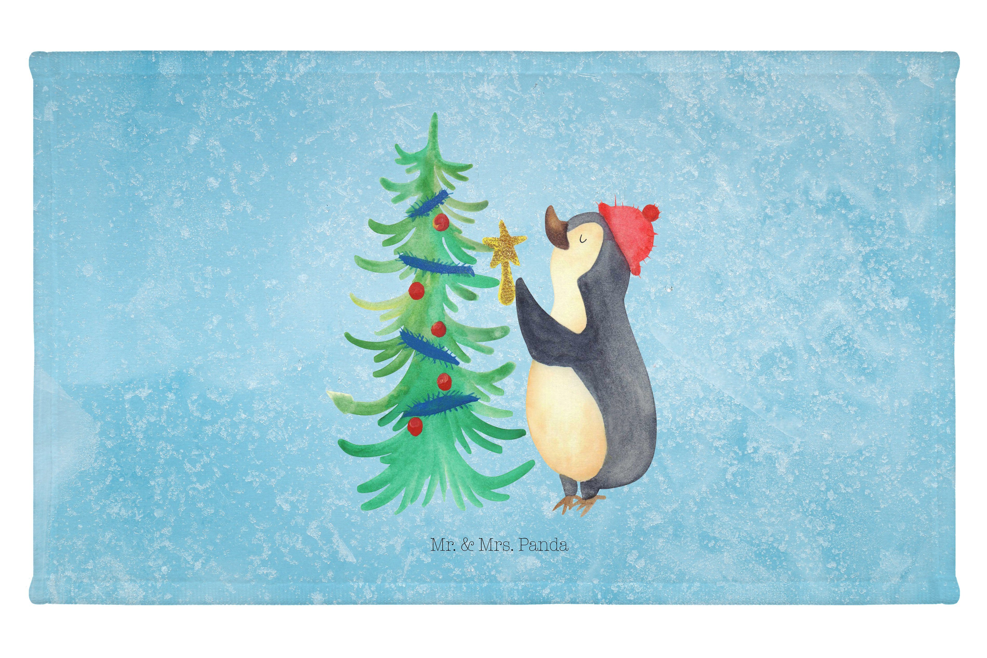 Panda Weihnach, Handtuch Mrs. Weihnachtsdeko, & - Pinguin Weihnachtsbaum Eisblau Mr. - (1-St) Geschenk,