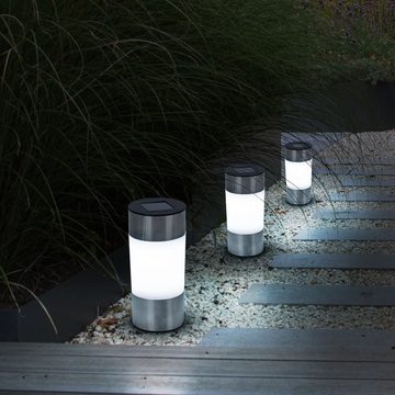 etc-shop LED Gartenleuchte, LED-Leuchtmittel fest verbaut, Neutralweiß, 9x Außen Steh Stand Lampe Solar Steck Erdspieß Leuchte Garten