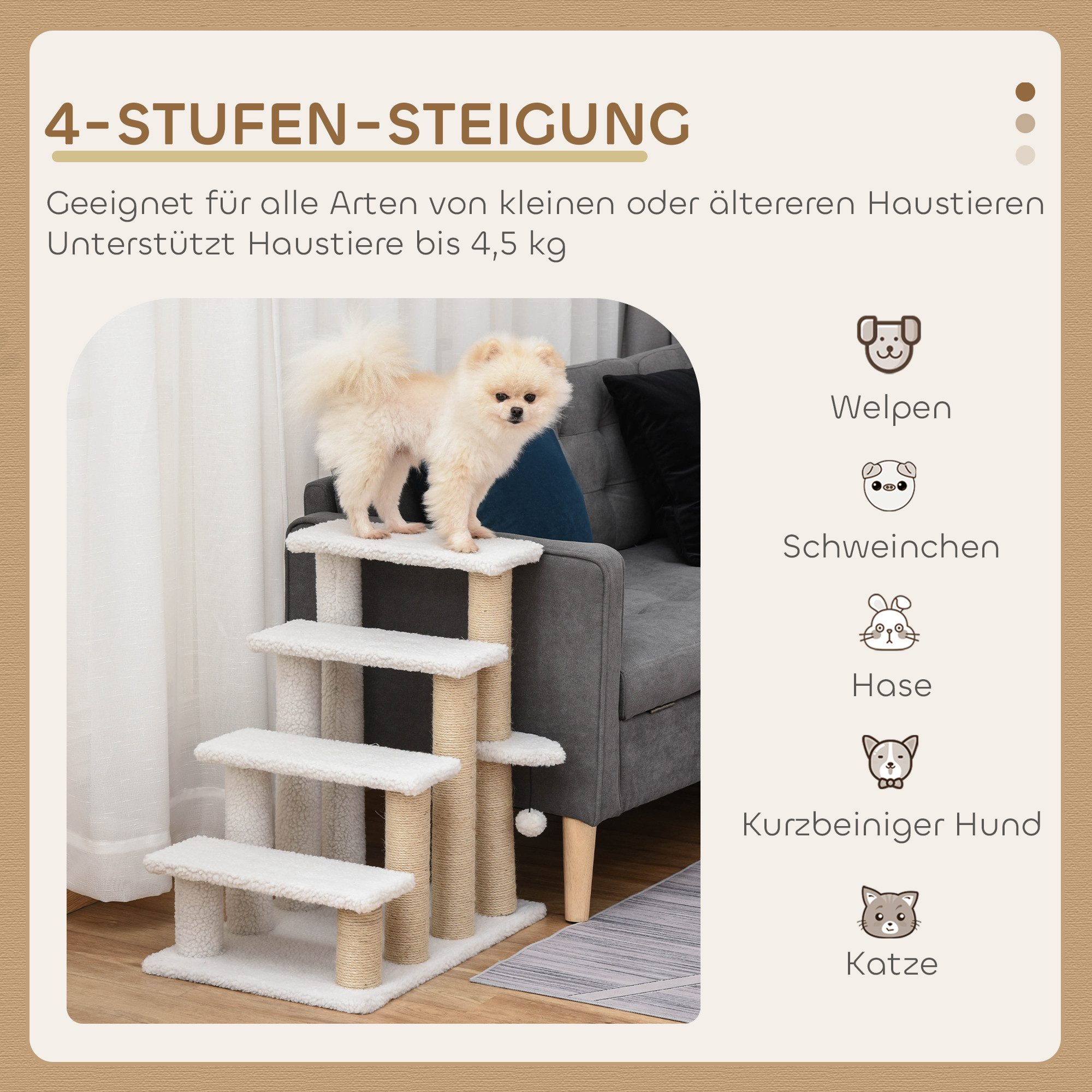Elegear Kratzbaum 63,5x43x60cm Tiertreppe Katzentreppe mit günstig online kaufen