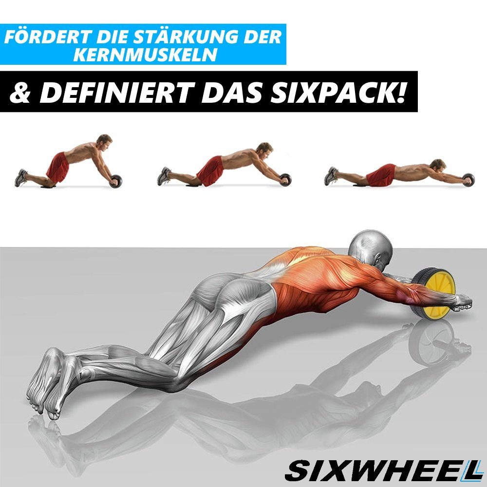 Trainer Trainer Fitness Bauchmuskeltraining, Bauchroller inkl. SIXWHEEL Kniematte AB Bauchrad MAVURA Weg Bauch AB-Roller