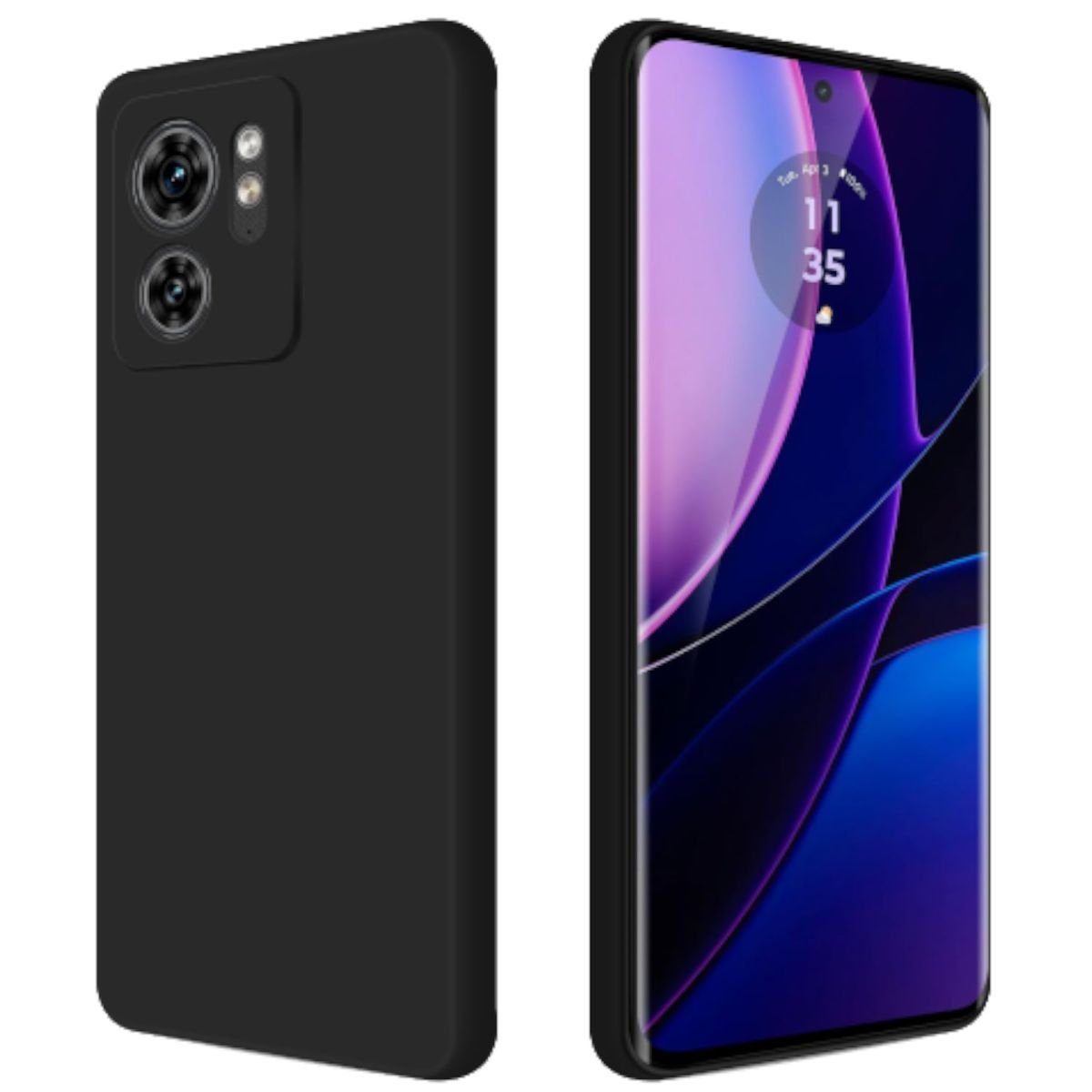 Wigento Handyhülle Für Motorola Edge 40 Silikon TPU dünn Schutz Hülle Cover Case Schwarz