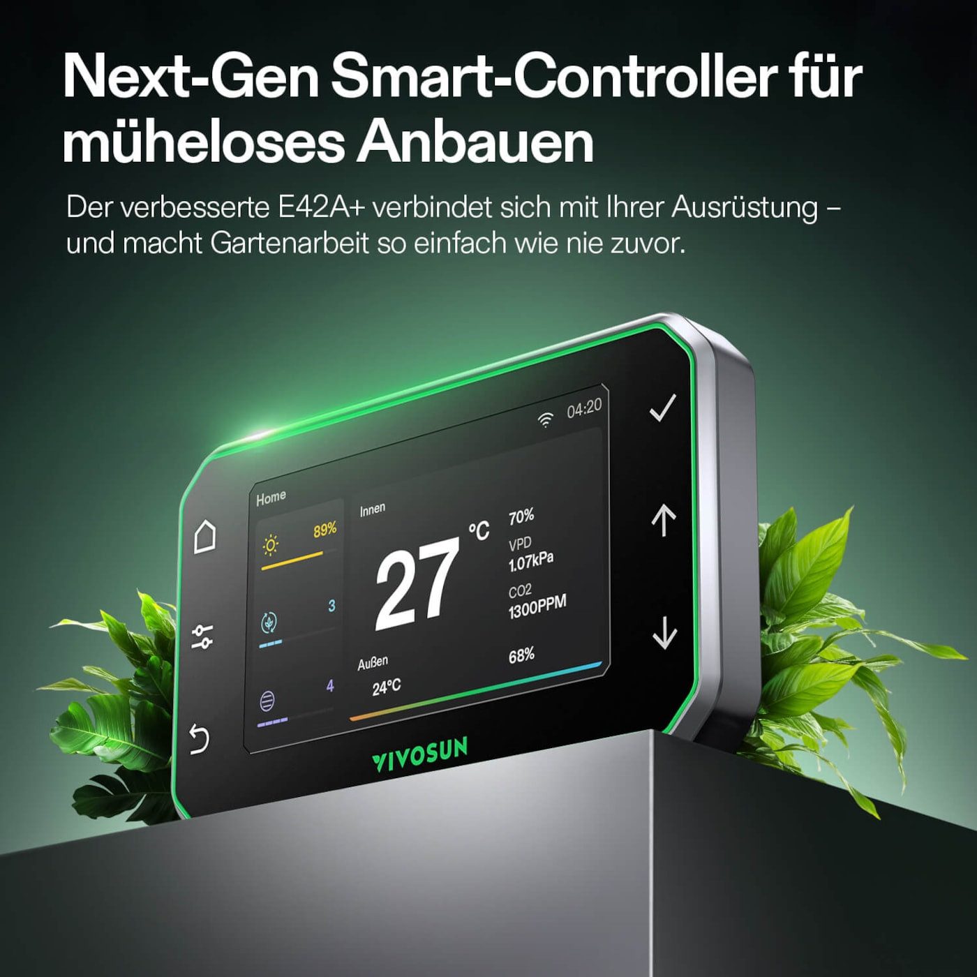 VIVOSUN VIVOSUN GrowHub E42A+ Smart Controller für Growzelte Smart-Home-Steuerelement, VPD Klimasteuerung mit Dual Sensor, Smarte App Steuerung