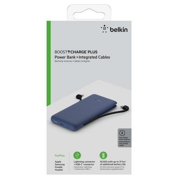 Belkin BoostCharge Plus 10.000 mAh Powerbank Belkin BOOST?CHARGE™ Powerbank,10.000 mAh 18W,mit Kabeln blue, integrierte Kabel