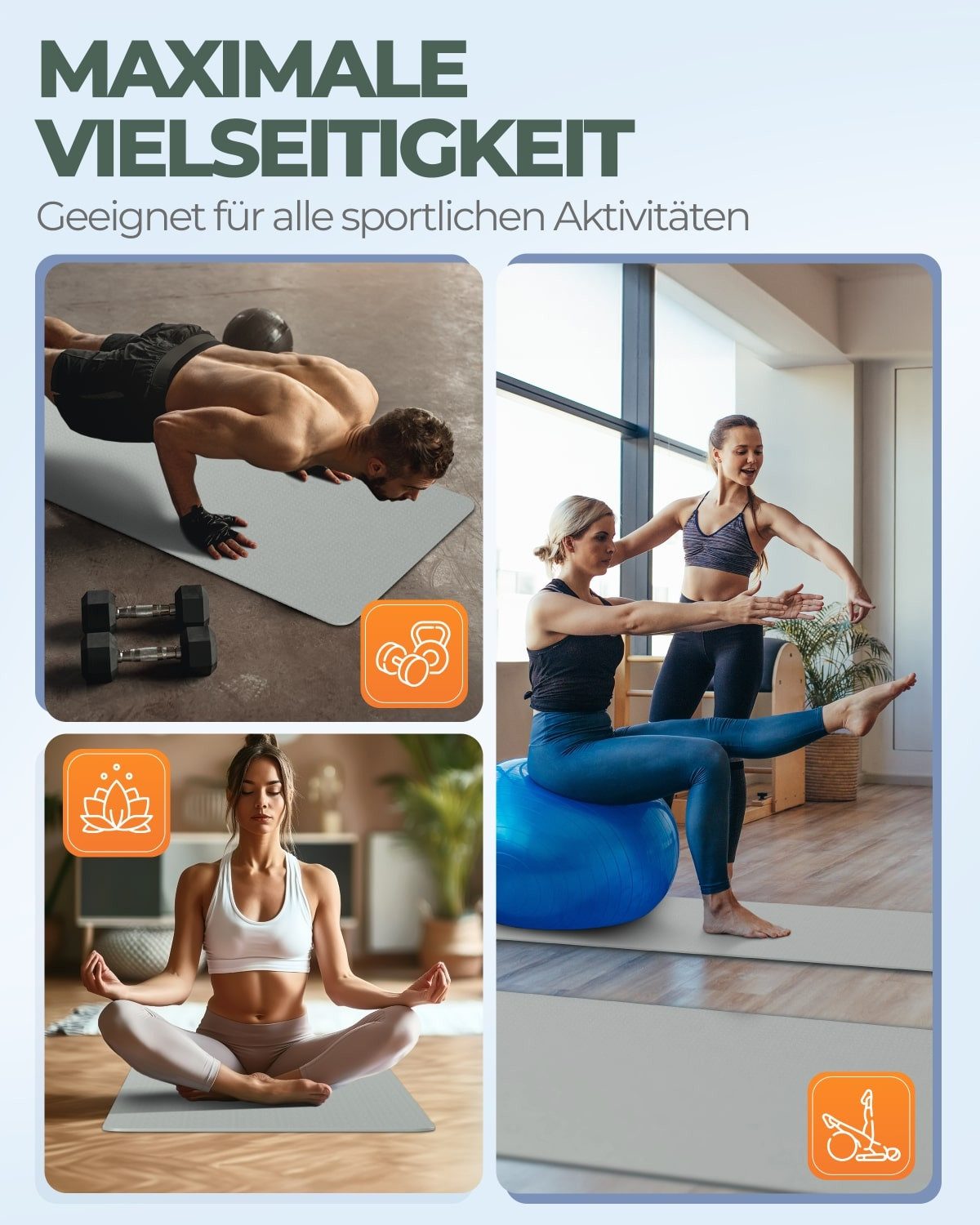 Fitleap Yogamatte aus umweltfreundlichem TPE-Schaum. Sehr rutschfeste, hypoallergene un…