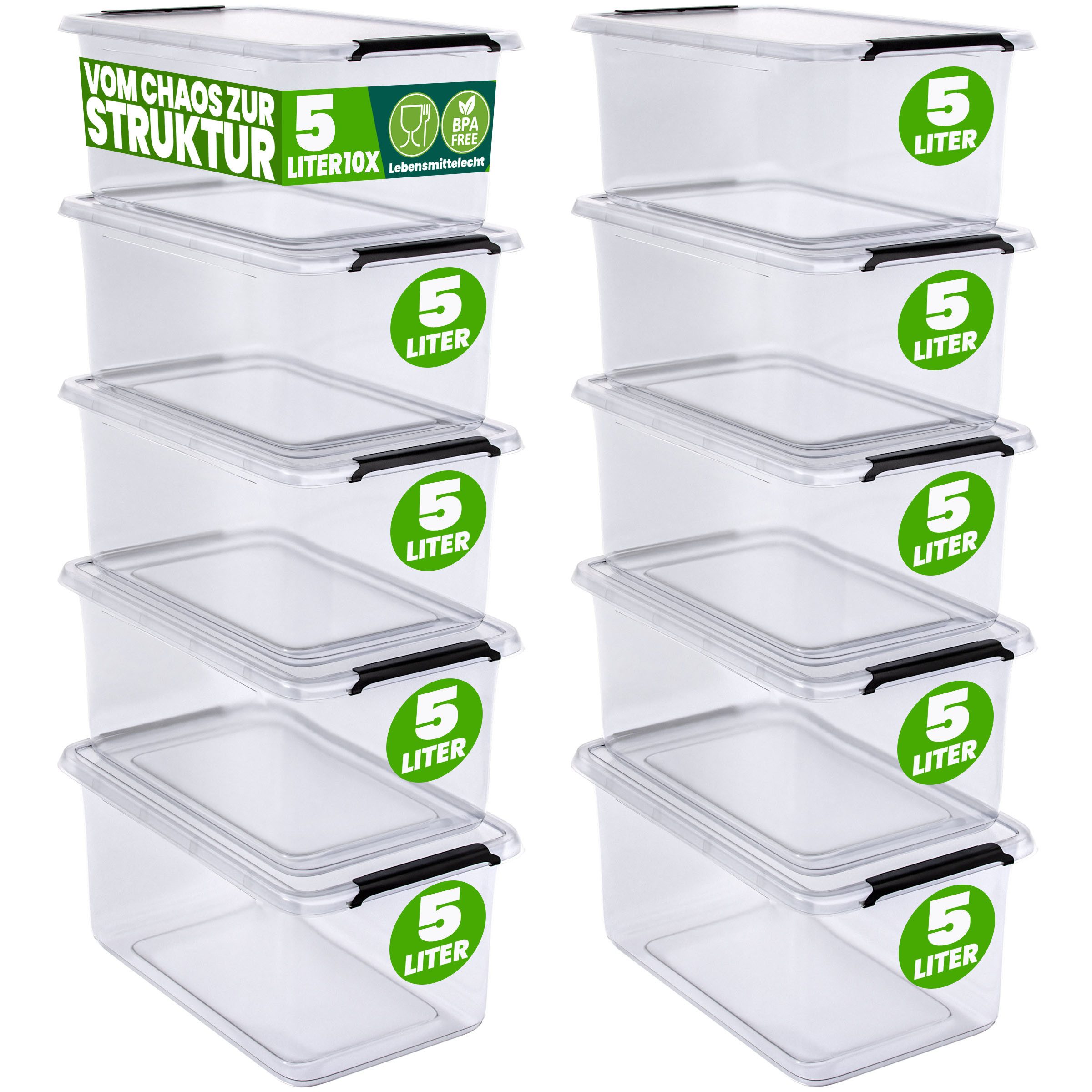 Deuba Aufbewahrungsbox, 5L Deckel Kunststoff Organizer Ordnungsboxen BPA frei stapelbar Küche
