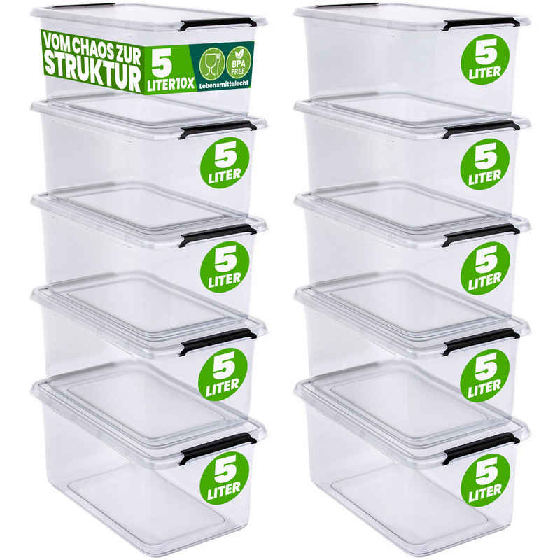 Deuba Aufbewahrungsbox, 5L Deckel Kunststoff Organizer Ordnungsboxen BPA frei stapelbar Küche