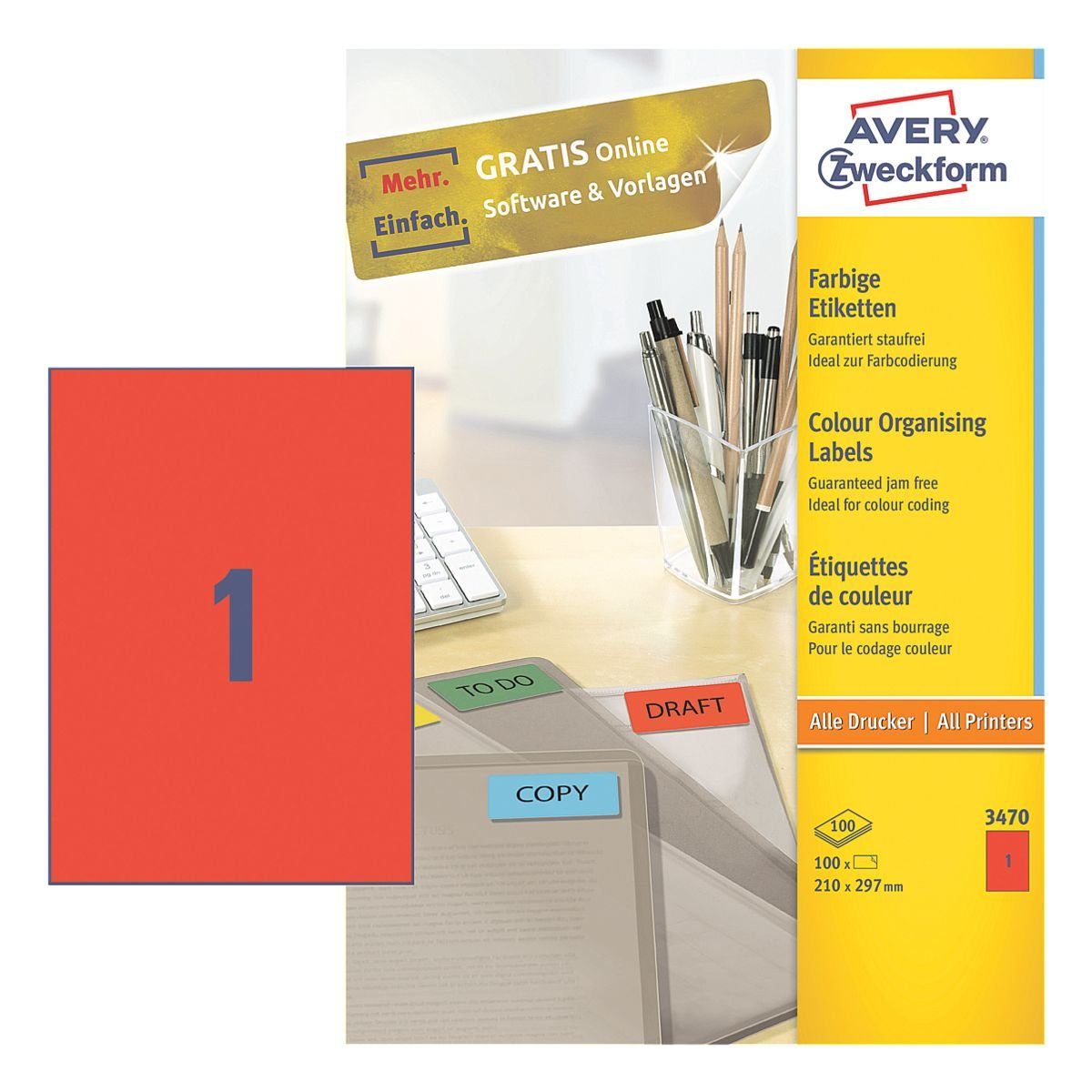 Avery Zweckform 100er-Pack Farbige Etiketten | OTTO