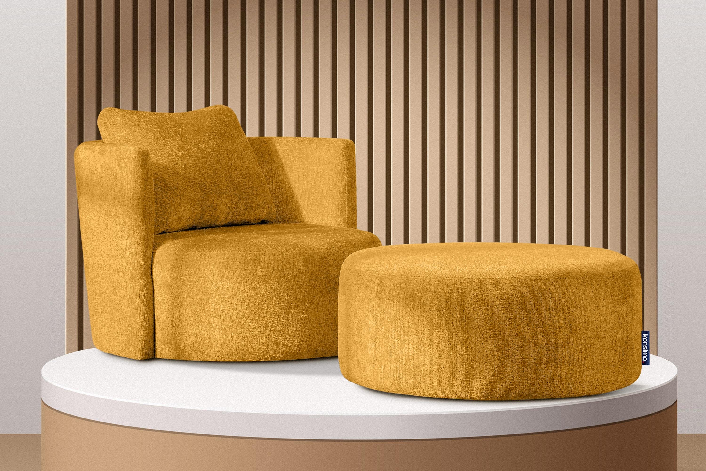RAGGI Chenille Sessel mit komfortables Konsimo mit Drehfunktion, 360° Sitzhocker, Drehsessel Sitzen,