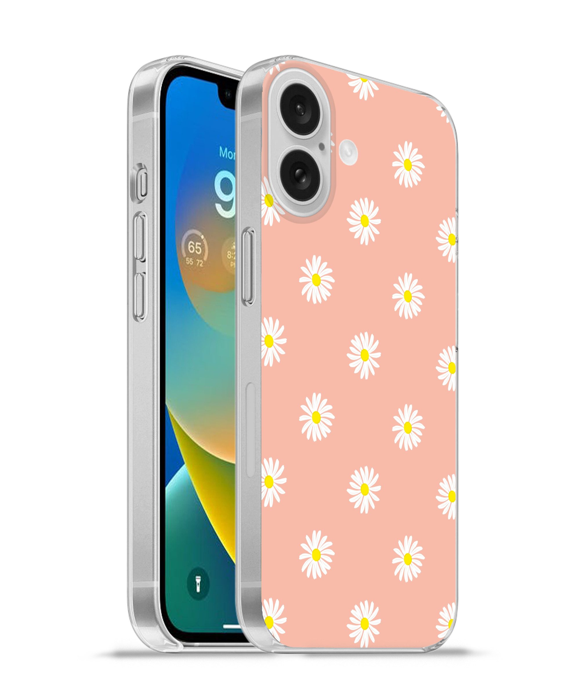 MuchoWow Handyhülle für Apple iPhone 16 Gänseblümchen - Pastell - Weiß - Rosa - Blumendruc, Smartphone-Bumper, Print, Handy Schutzhülle Dünn