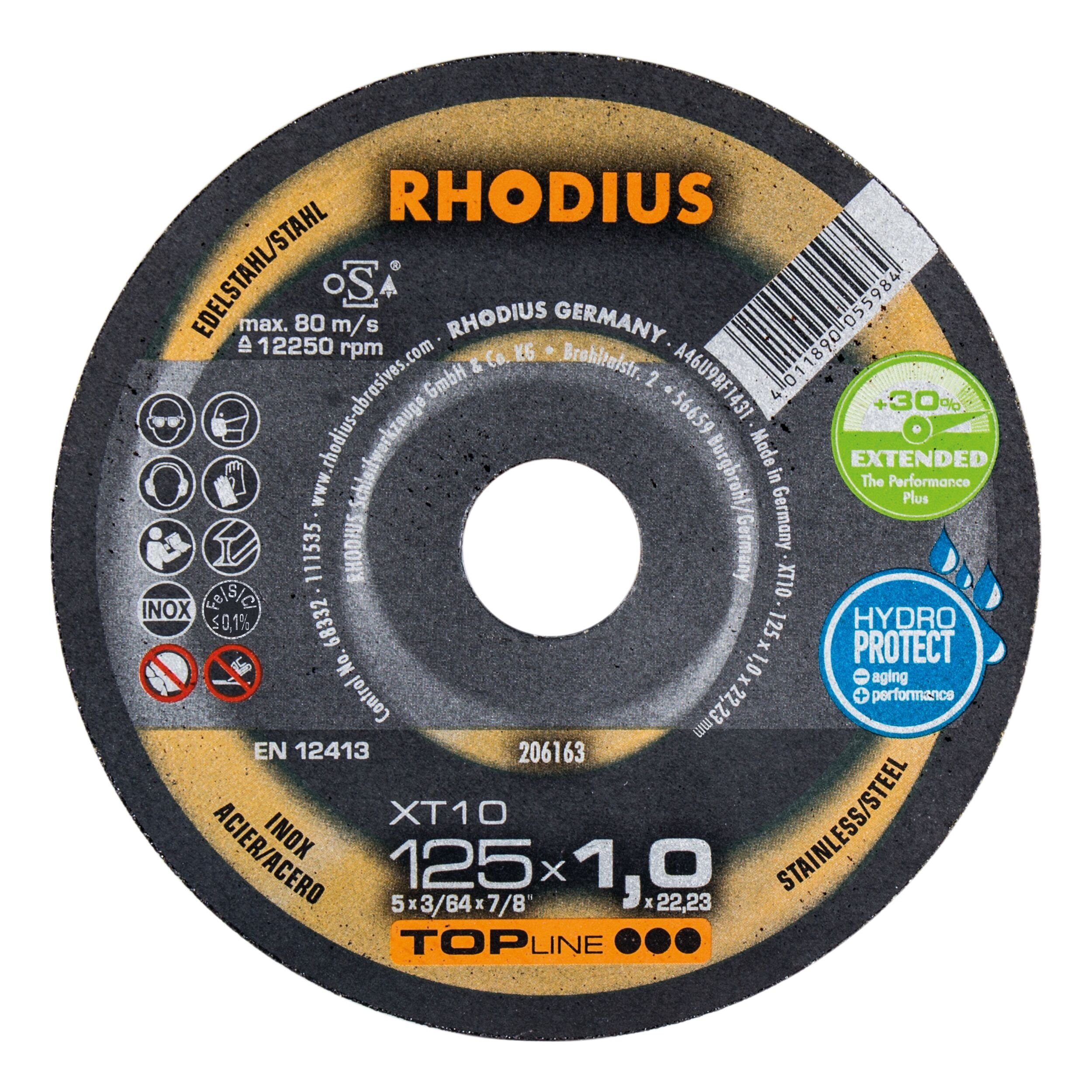 Rhodius x XTS, Trennscheibe 22,23 - x 125 Extradünne 1 125 TOPline TOPline mm, mm XT10 Ø
