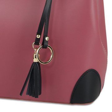 Toscanto Handtasche Toscanto Damen Handtasche Umhängetasche (Handtasche), Damen Handtasche, Umhängetasche Leder, altrosa, schwarz ca. 32 x 23cm