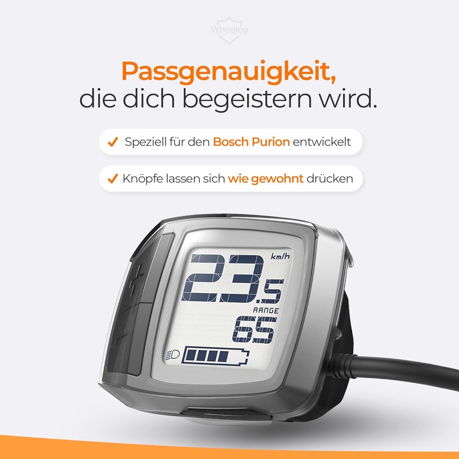 Wheeloo Displayschutzglas Bosch Purion Schutzhülle wasserdicht & transparent für Bosch Purion, E-Bike Monitor Displayschutz I Fahrrad Computer Abdeckung – Bild 3 von 5