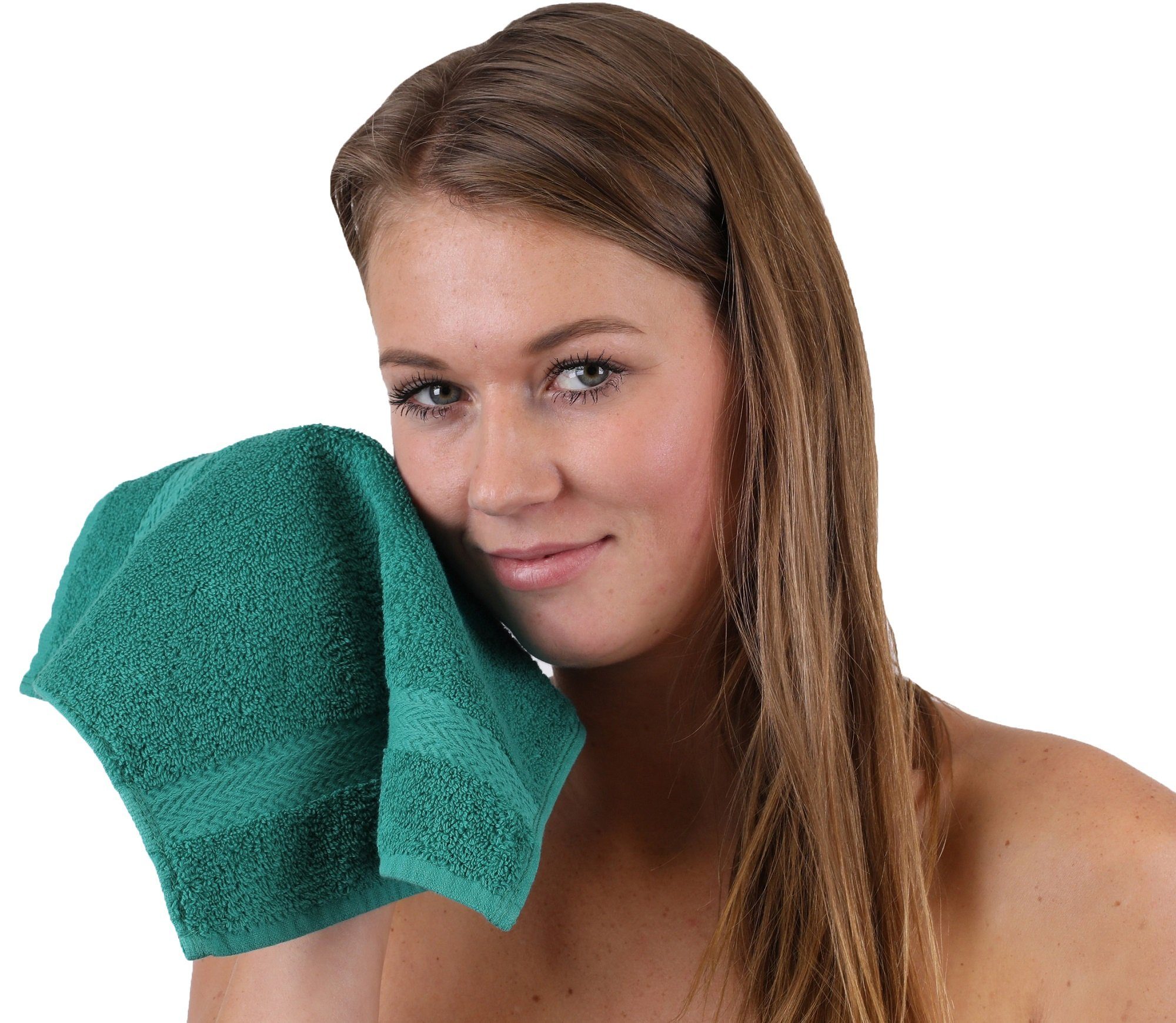 und Baumwolle smaragdgrün ClassicFarbe 100% Set silbergrau, Handtuch-Set 10-TLG. Handtuch Betz
