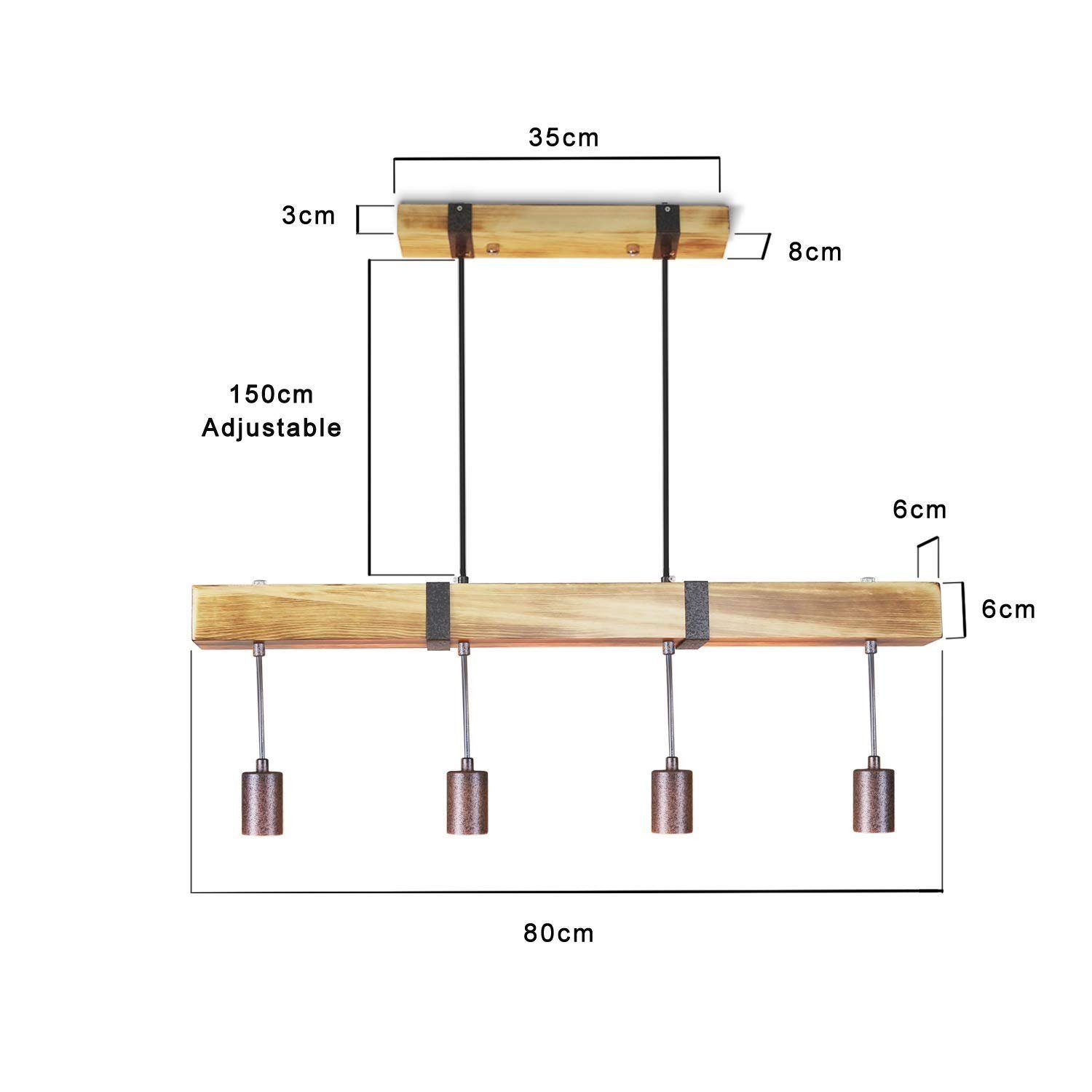 ZMH Pendelleuchte Vintage Holz Retro Hängeleuchte günstig online kaufen