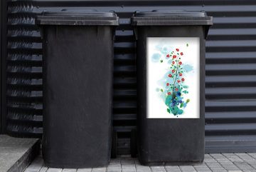 MuchoWow Wandsticker Illustration von Blumen Kunst auf weißem Hintergrund (1 St), Mülleimer-aufkleber, Mülltonne, Sticker, Container, Abfalbehälter