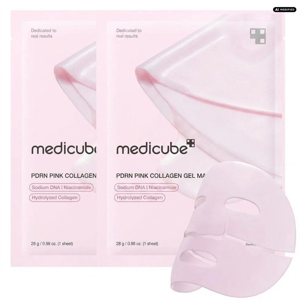 Medicube Gesichtsmaske Medicube PDRN Pink Collagen Gel Mask – Gel-Tuchmaske 2er Set, 1-tlg., Praktisches 2er Set für Vorrat und regelmäßige Anwendung