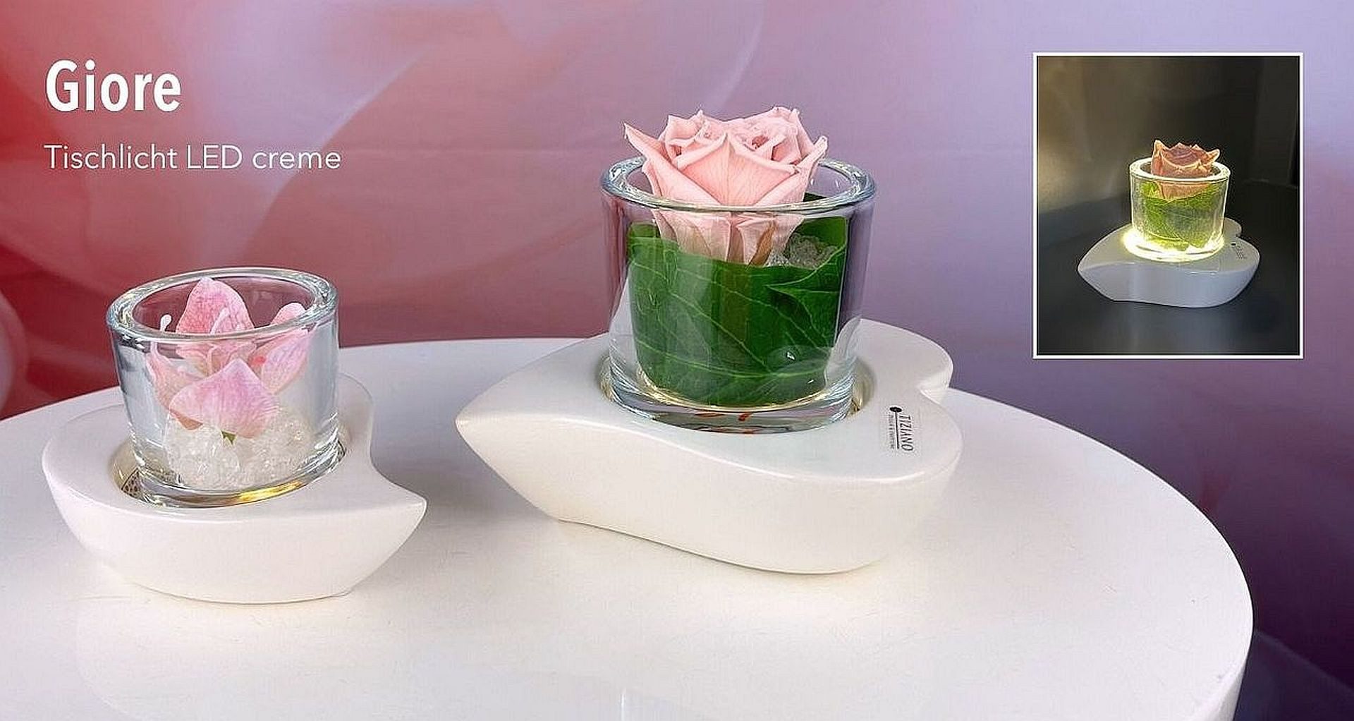 TIZIANO - DESIGN & EMOTIONS Dekolicht Windlicht Herzform Giore mit LED creme-weiß, LED fest integriert