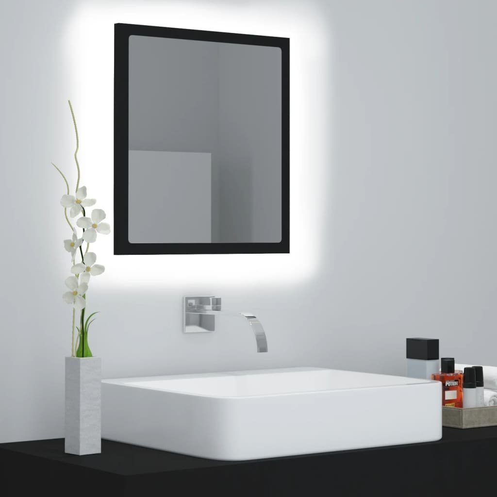 vidaXL Badezimmerspiegelschrank LED-Badspiegel Schwarz 40x8,5x37 cm Acryl (1-St)