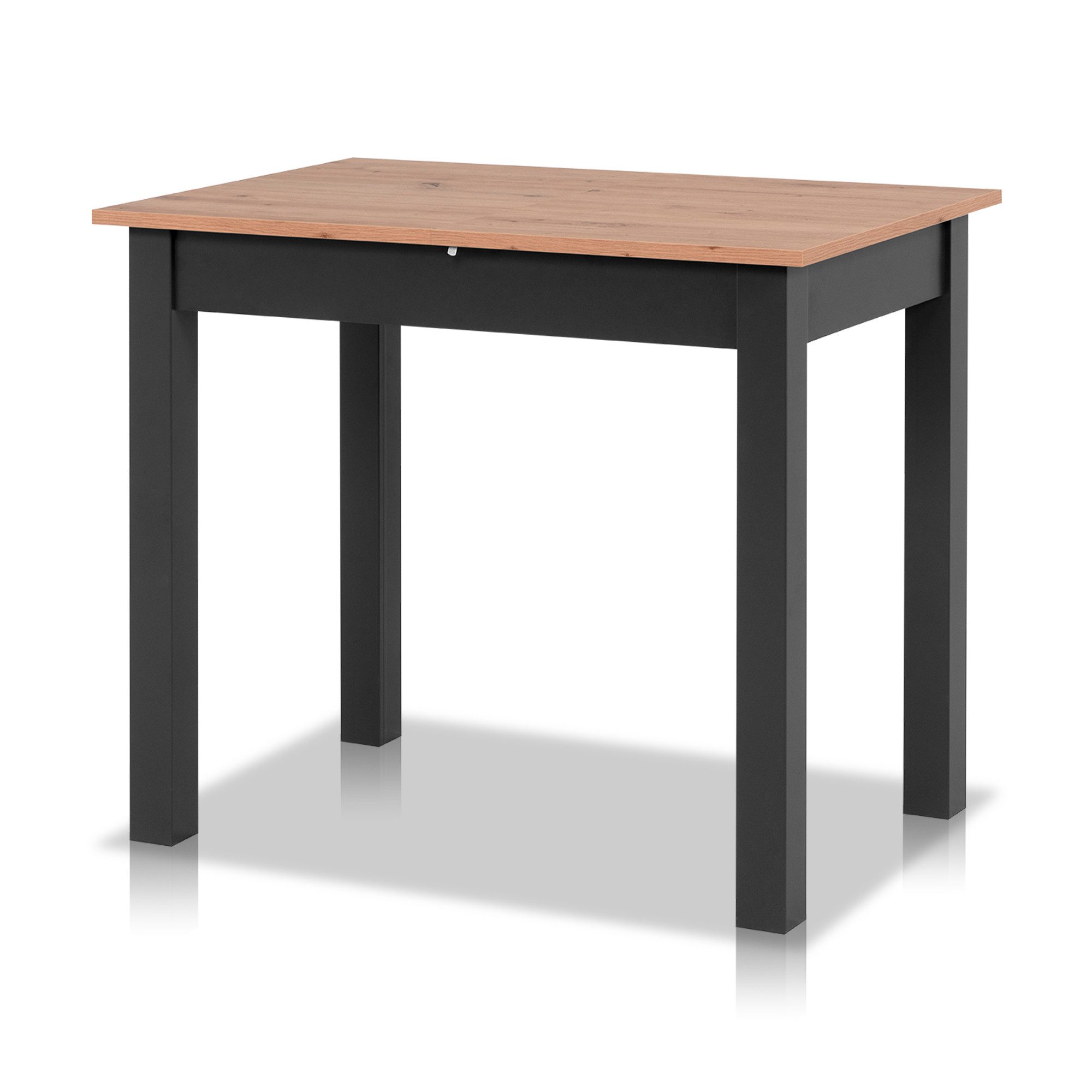 Smart Esstisch Rechteckig, von 90 cm bis 130 cm ausziehbar, bis 50 kg belastbar, 4-Fußgestell Anthrazit, Asteiche-Optik, für 4 bis 6 Personen
