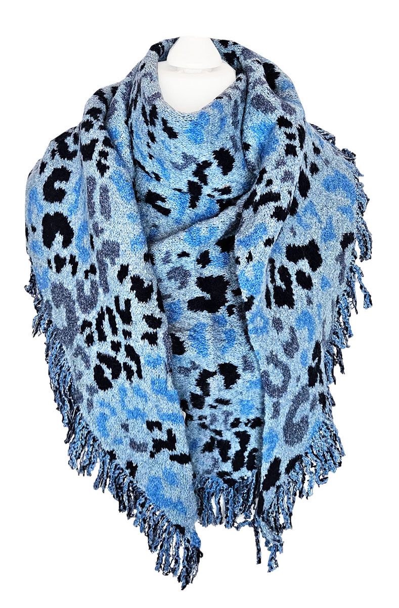 Dreieckstuch SAISON Dreieckschal Strick Kaschmir Leo Blau Dreieckstuch Scha günstig online kaufen