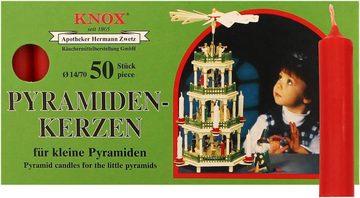 KNOX Bienenwachskerze 3 Päckchen - Pyramidenkerzen Ø 14 mm Länge 74 mm - ROT - 50er Packung