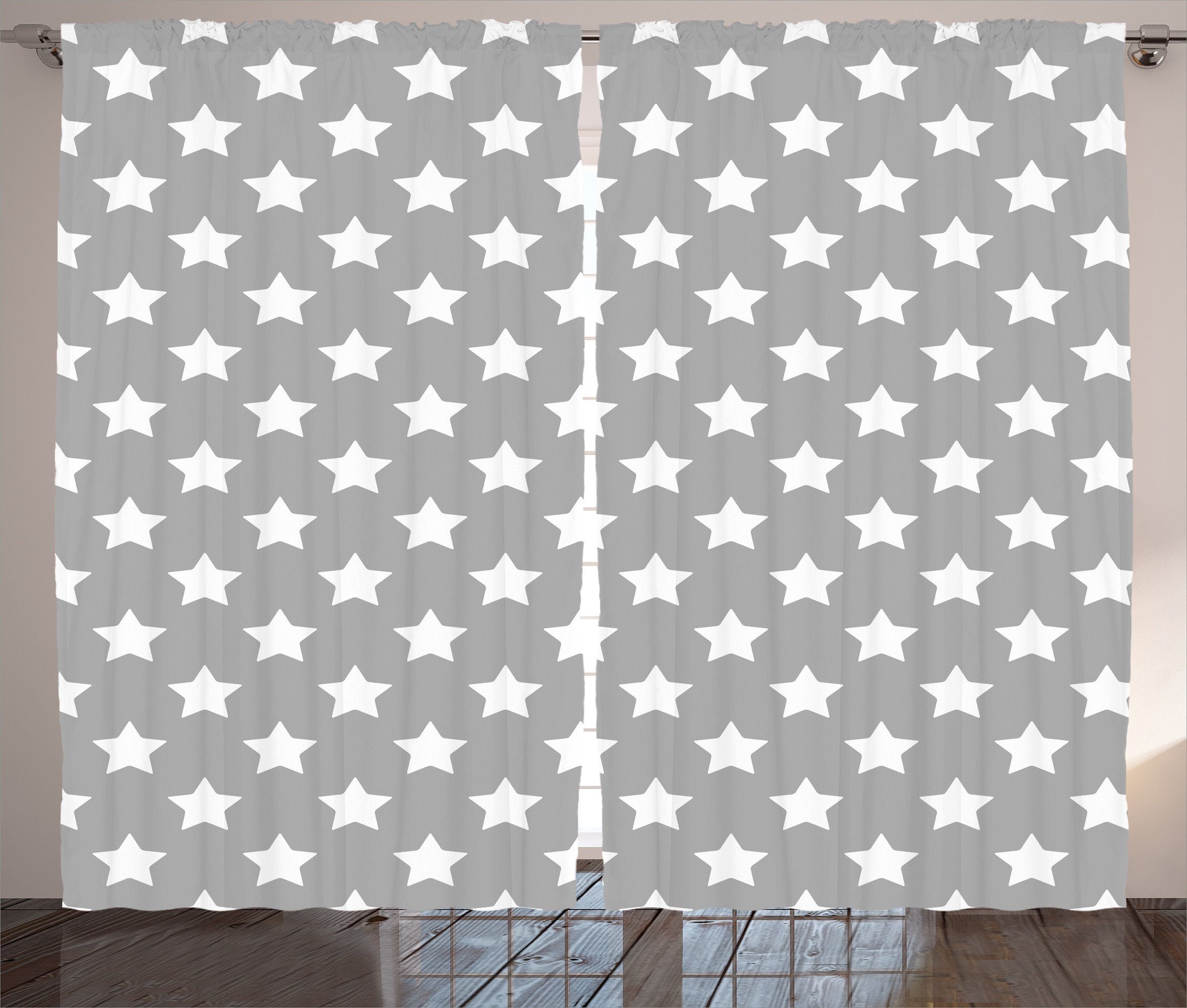 Gardine Schlafzimmer mit mit Vorhang Modern Kunstwerk Kräuselband Abakuhaus, Schlaufen Haken, und Stars großen