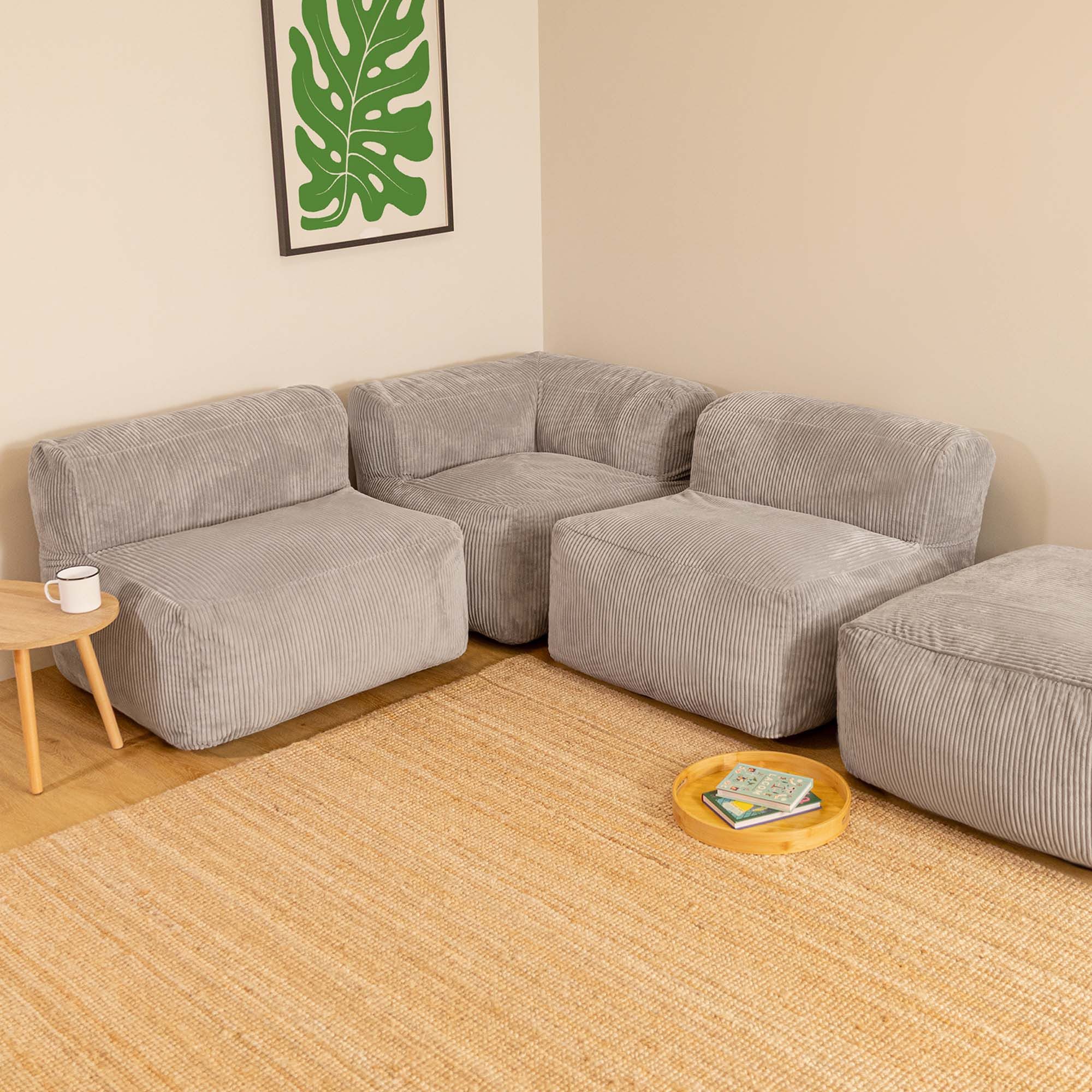icon Sofa Modulares Ecksofa 4 Stück aus Cord Flauschig „Zen“, Spar-Set, Schaumstoff Füllung, für Wohnzimmer, für Schlafzimmer – Bild 3 von 5
