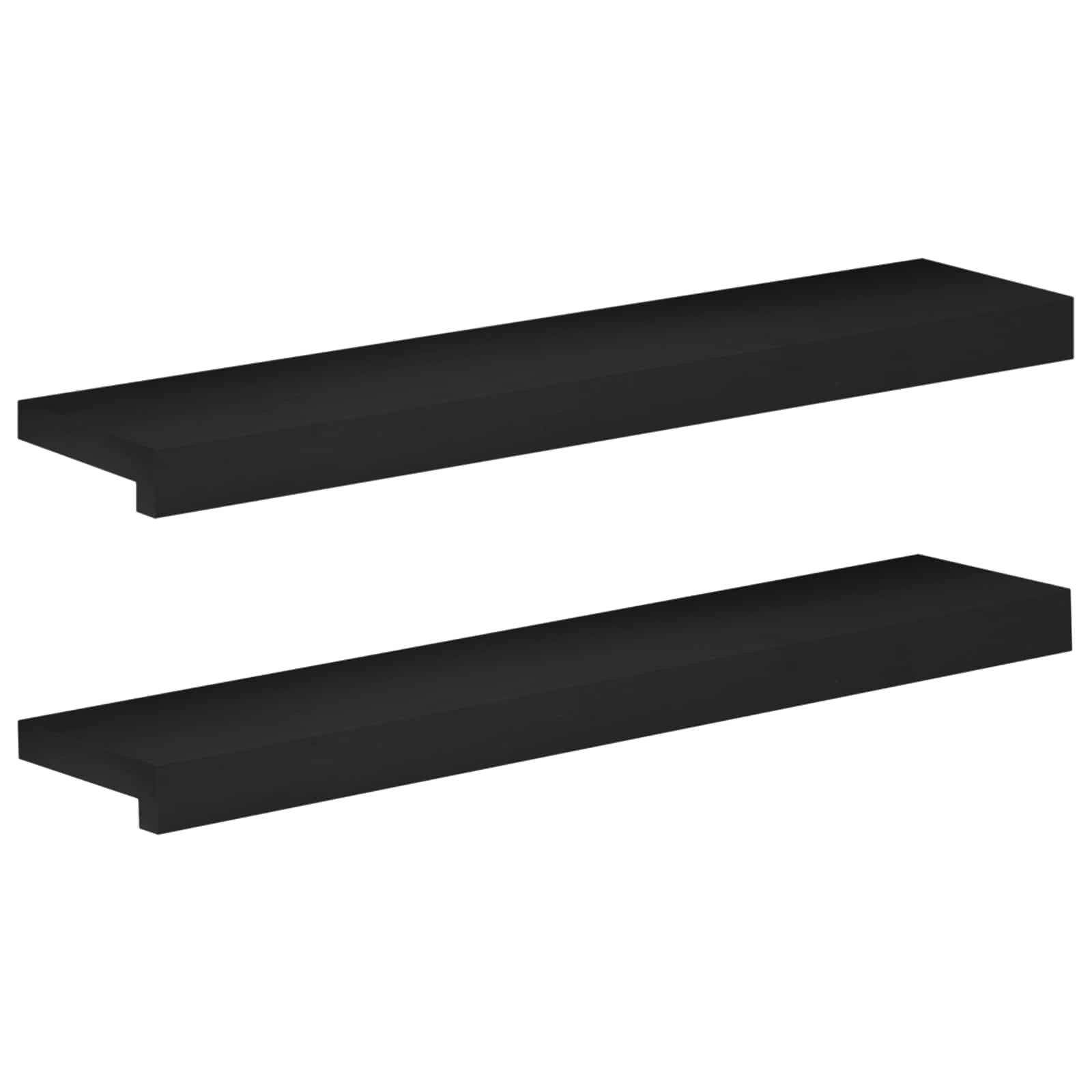 vidaXL Fensterbank 80 x 15 x 2 cm Fensterbänke 2 stk Schwarz 80x15x2 cm Massivholz Buche