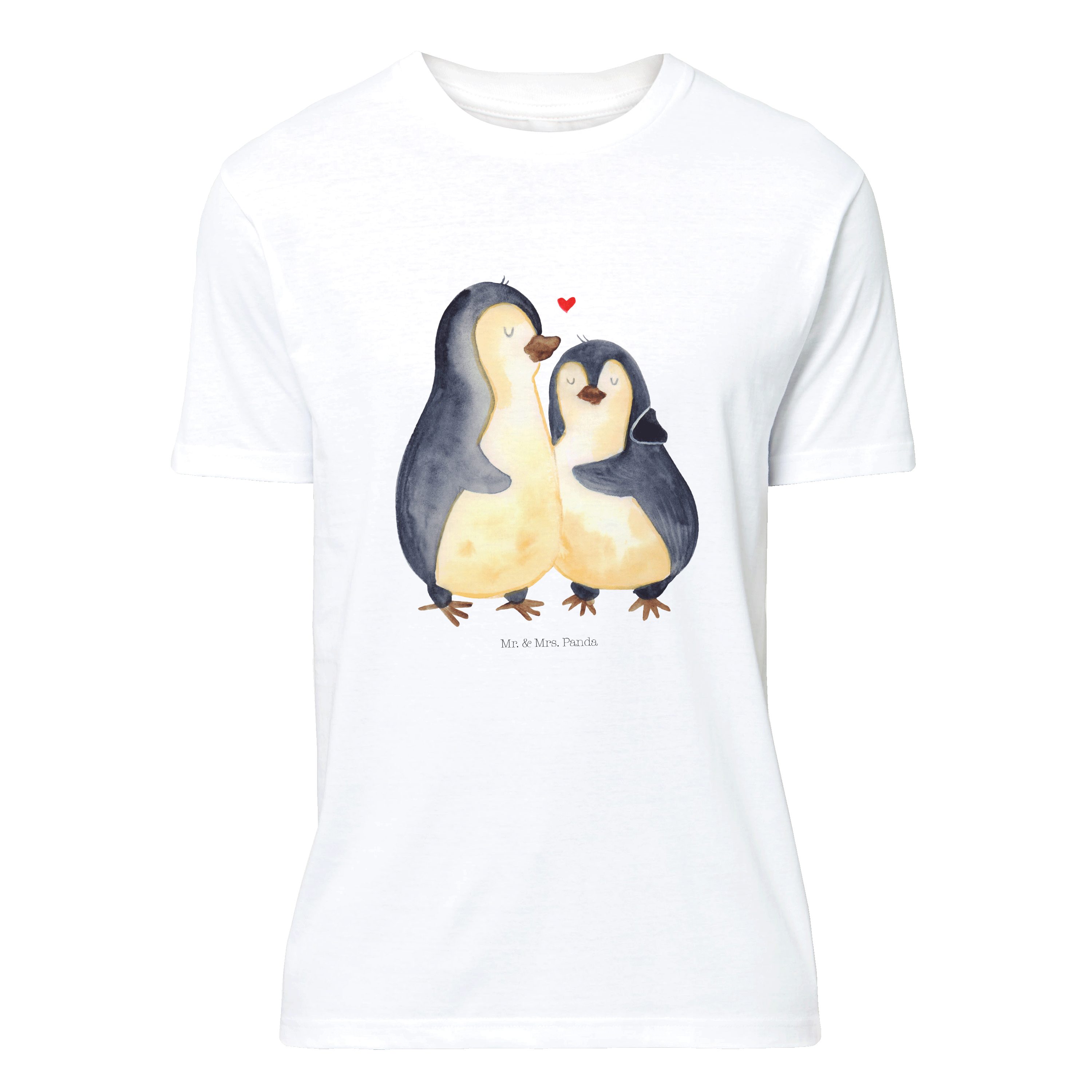 Mr. & Mrs. Panda T-Shirt Pinguin umarmend - Weiß - Geschenk, T-Shirt, Seevogel, Liebe, Nachthe (1-tlg)