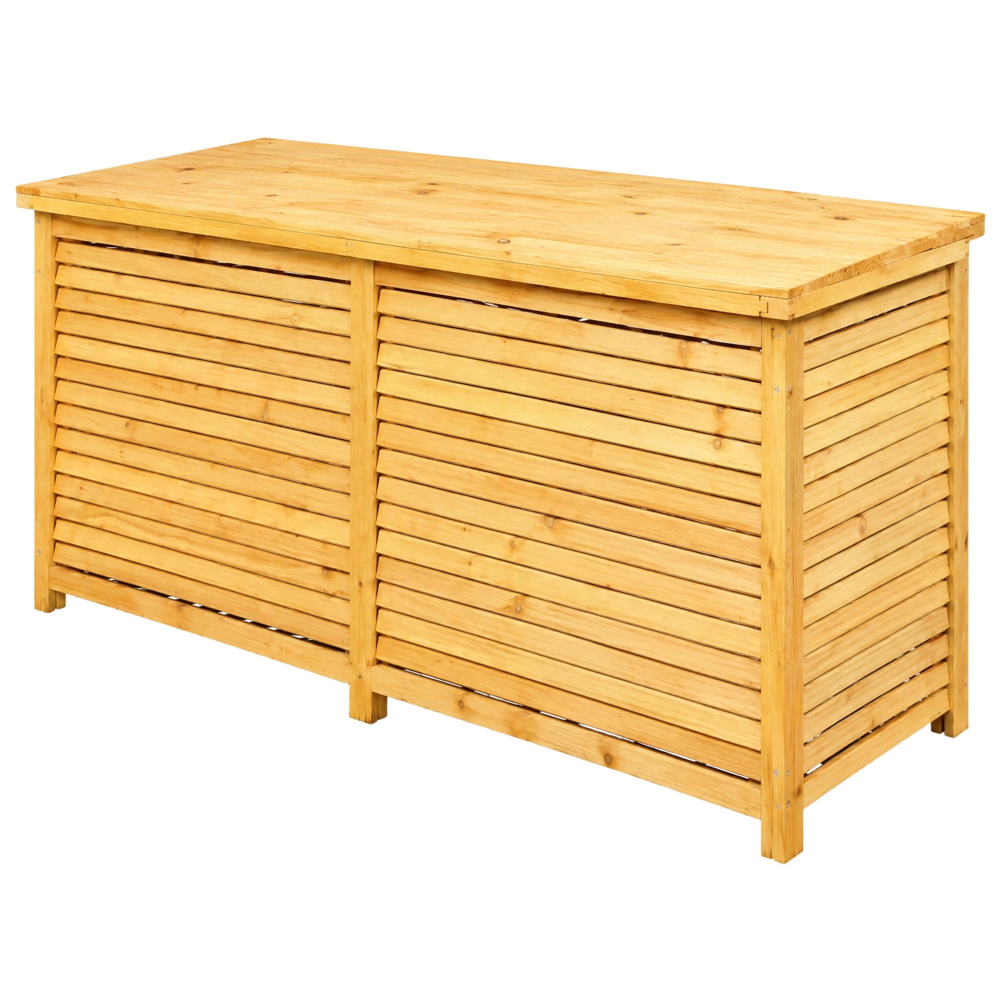 Feel2Home Auflagenbox Kissenbox Gartentruhe Fichtenholz mit Klappdeckel, 170x50x58 cm, Braun (1 St., Box), Rostfrei