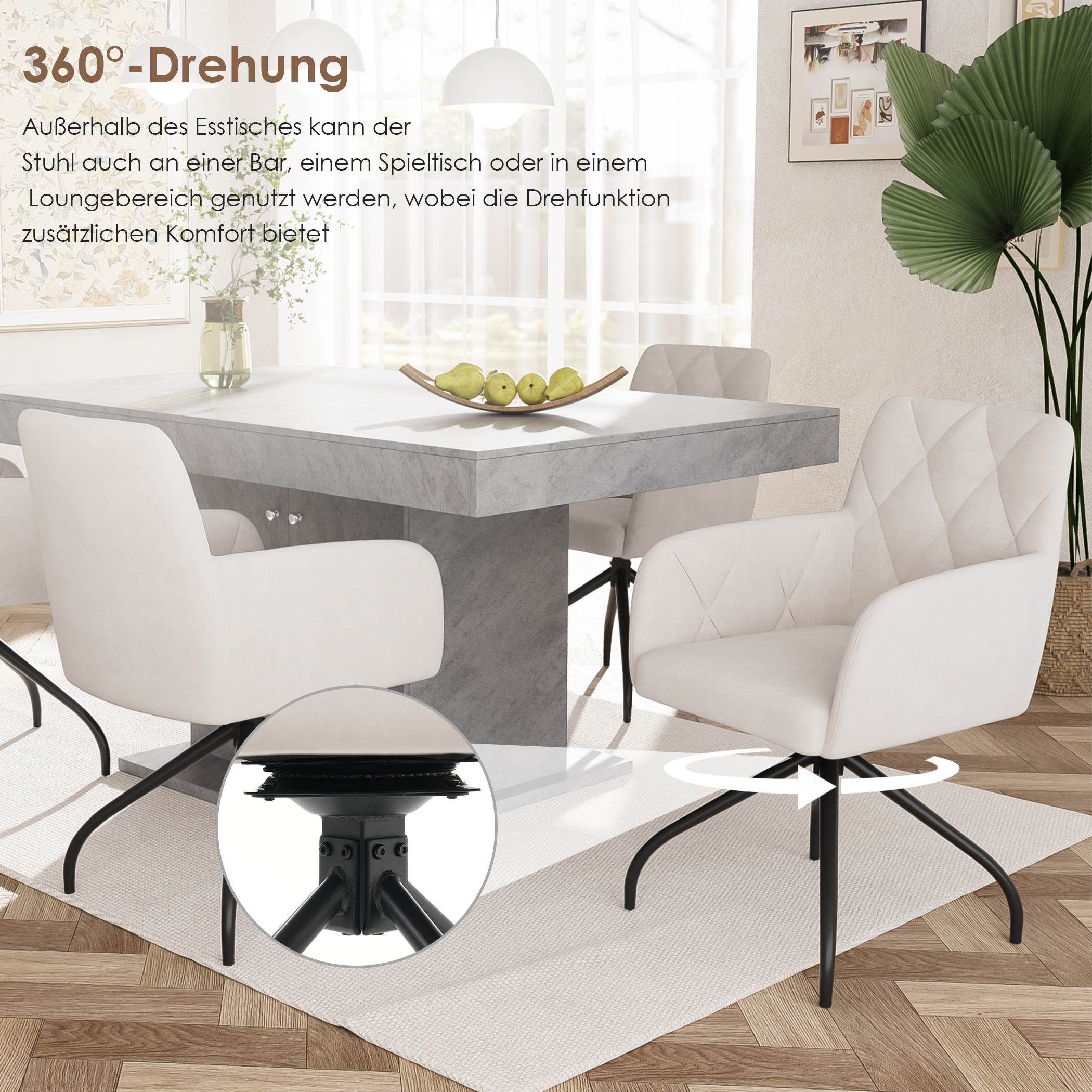 SeedWave Esszimmerstuhl Samt Esszimmer-Drehstuhl mit Armlehne, günstig online kaufen