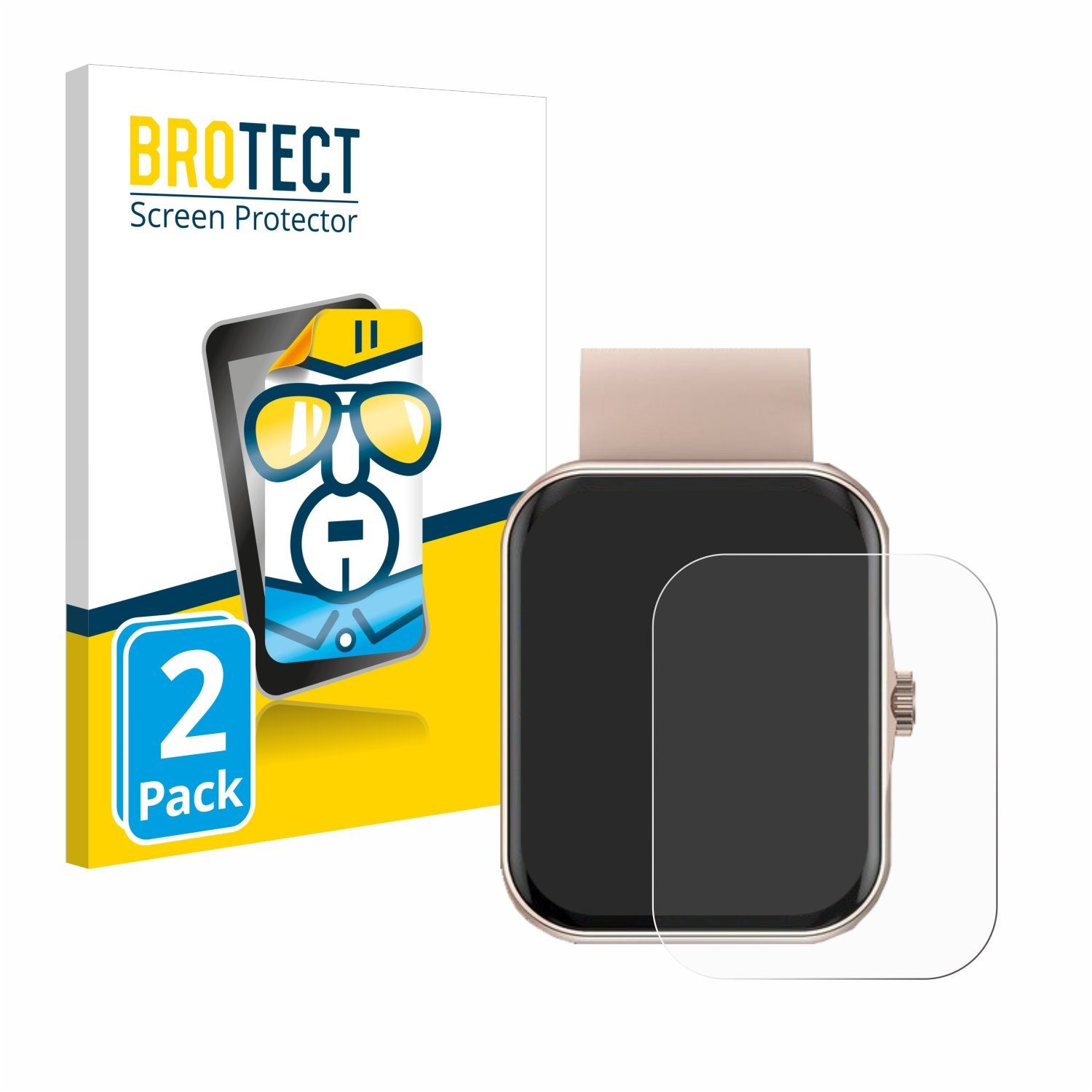 BROTECT Displayschutzfolie Schutzfolie für Mutoy Smartwatch 1.83", 2 Stück, Displayschutz Schutz Folie Klar Transparent